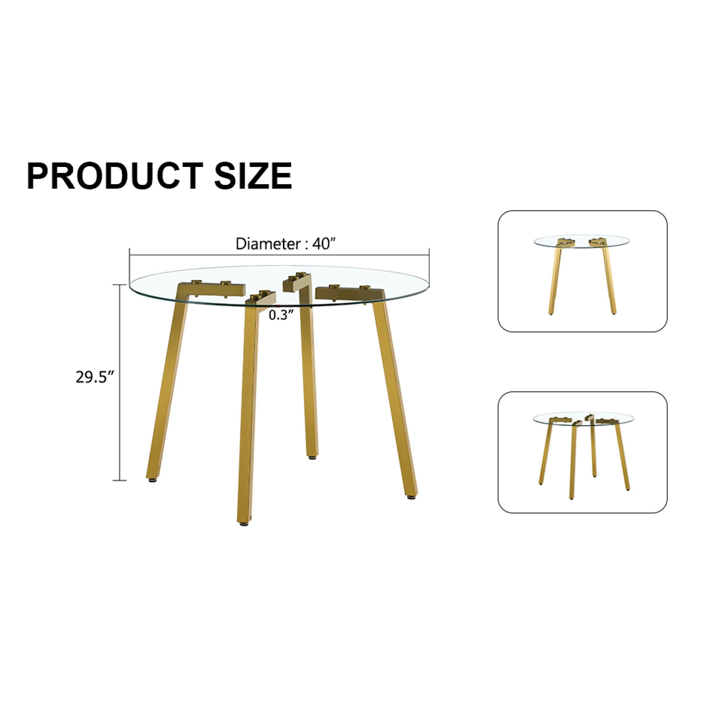 42.01 Inch Round Dining Table for 4 - MDF Wood Veneer Top with Sturdy Rubberwood Legs, Perfect for Kitchen, Breakfast Nook, Small Space & Apartment Living
