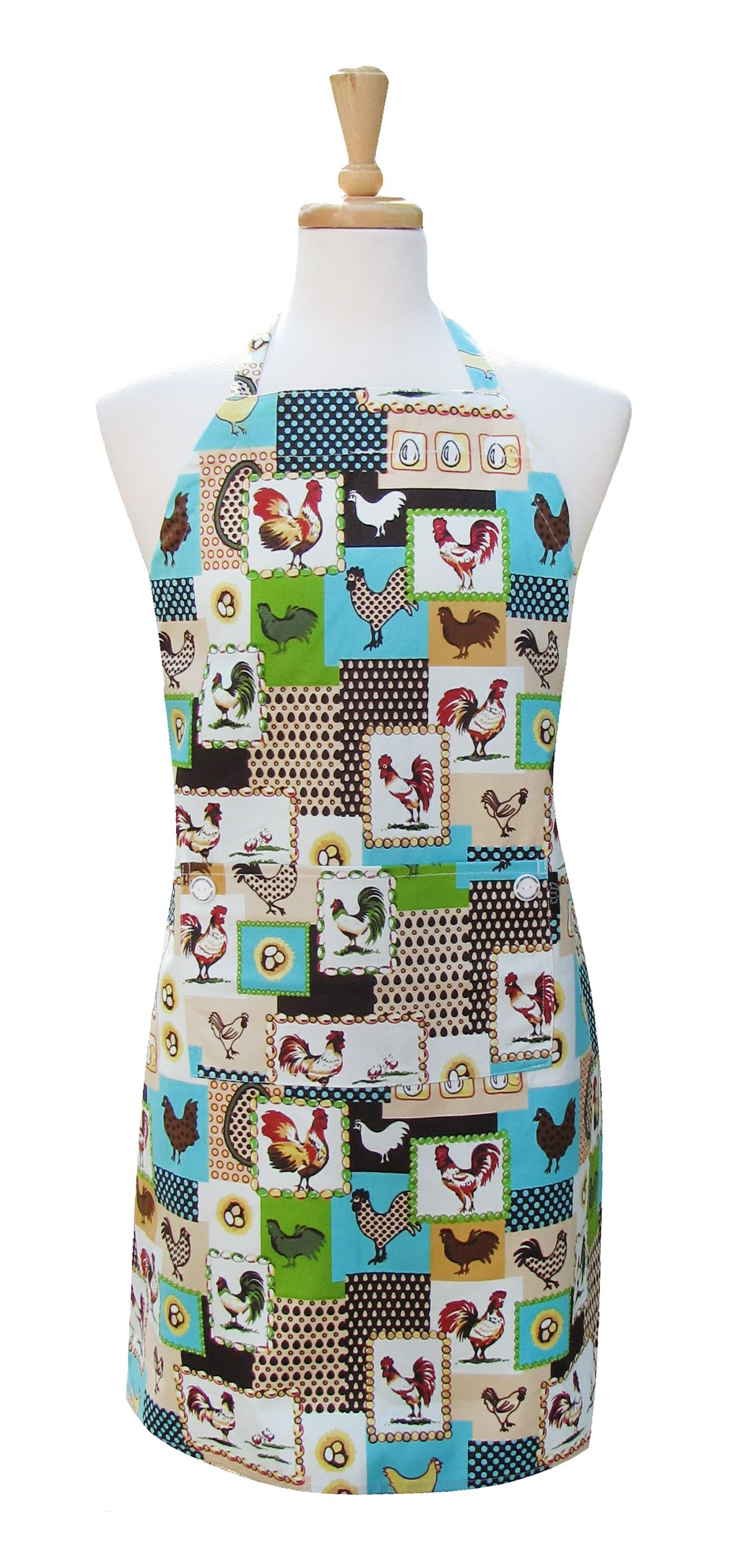 Vintage Country Rooster Print Chef Apron - Stylish Retro Kitchen Apron for Cooking, Baking & BBQ - Perfect Gift for Home Cooks & Grill Masters