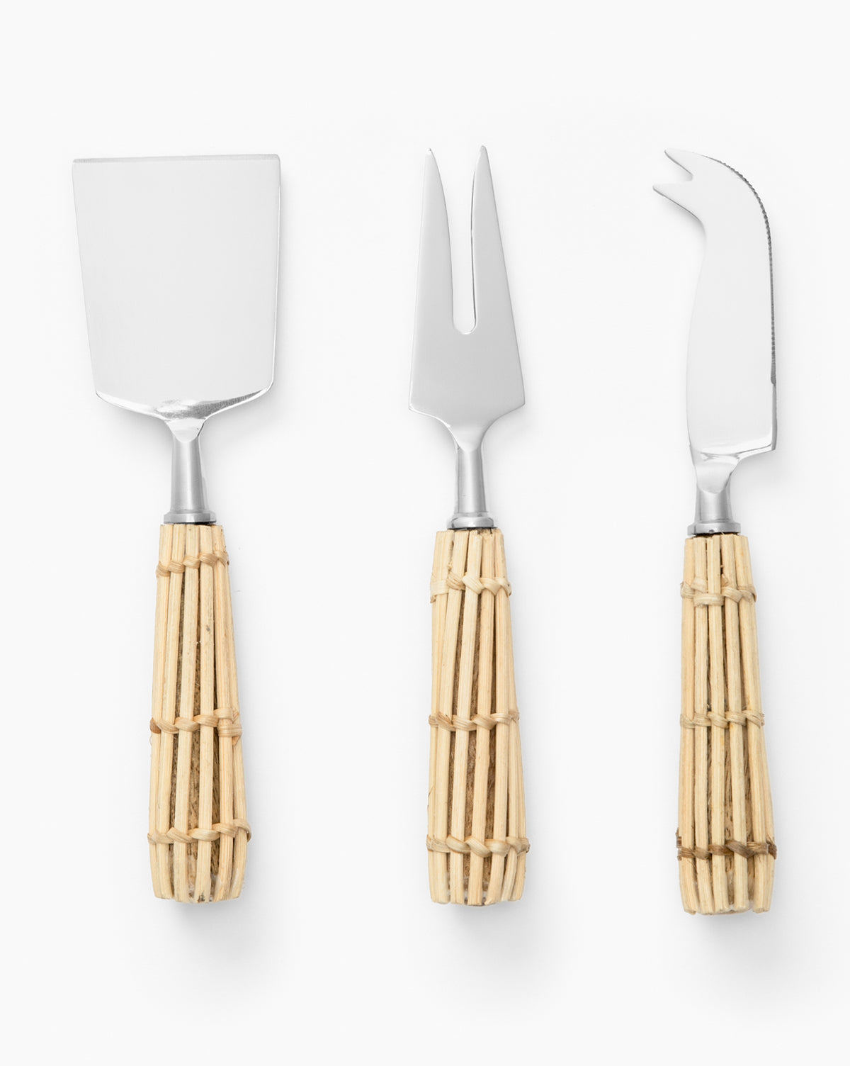Premium Rattan Cheese Knives Set - Elegant Bamboo Handle Cheese Slicers for Parties, Charcuterie Boards & Wine Tasting - Perfect for Entertaining & Gourmet Cheese Platters