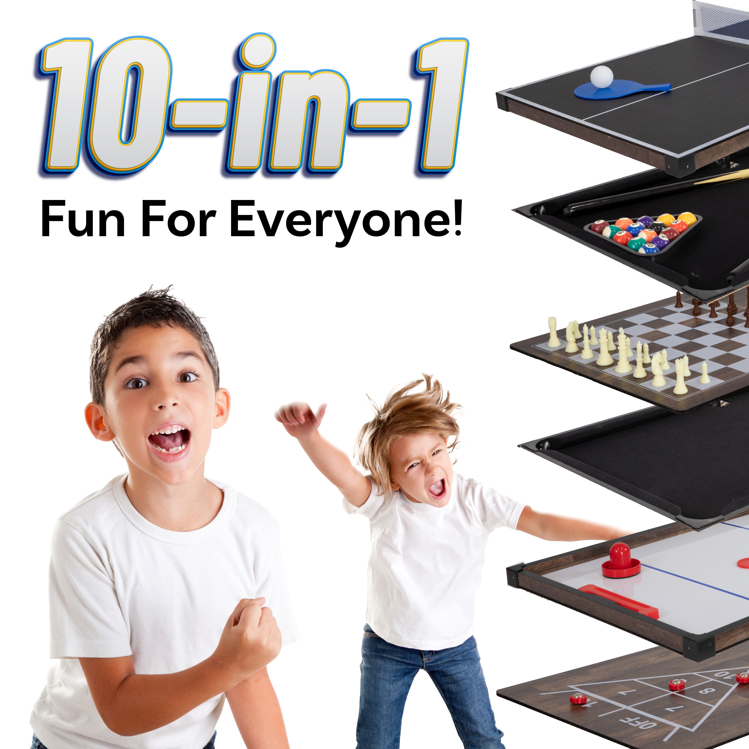 10-in-1 Multi Game Table Set for Indoor & Outdoor Fun - 49.5 Inch Classic Board Games Collection - Perfect for Family Game Nights, Parties, and Backyard Entertainment