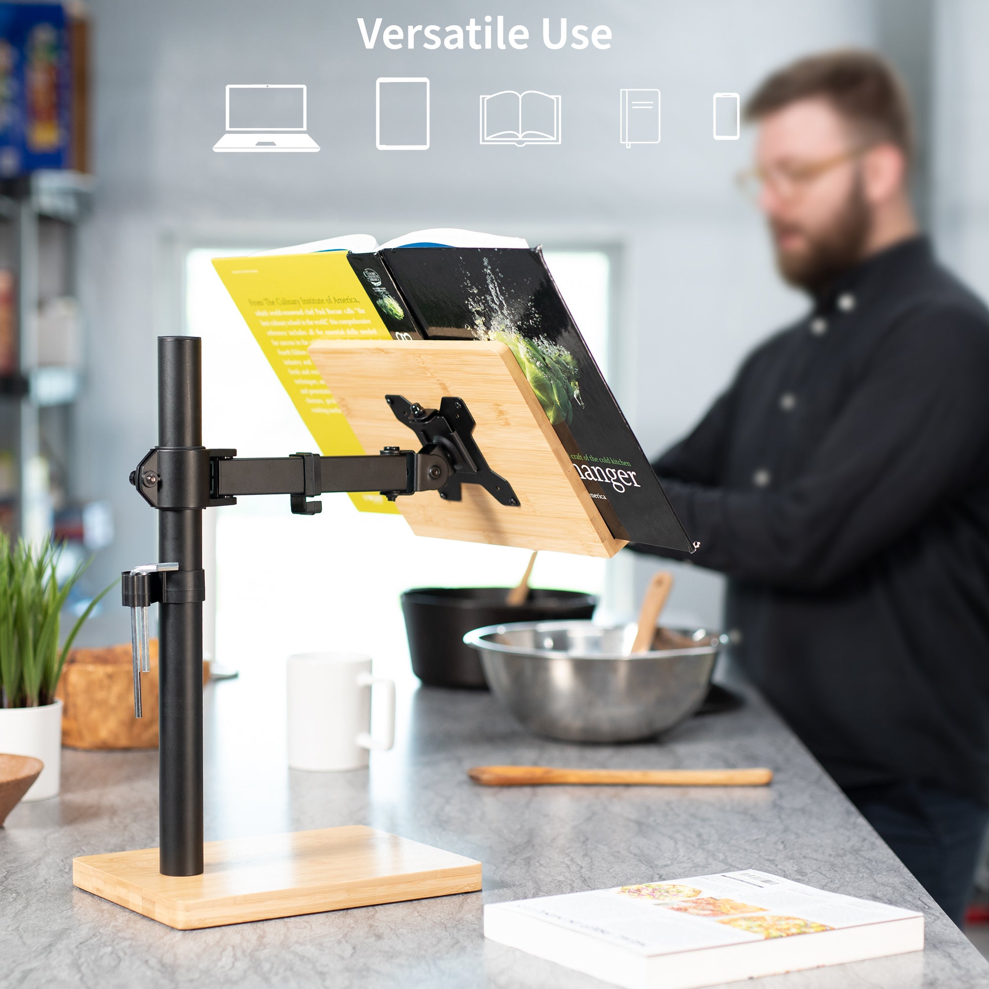 Premium Light Wood Book Stand - Adjustable Reading Holder for Books, Tablets & Cookbooks - Perfect for Reading, Studying & Kitchen Use