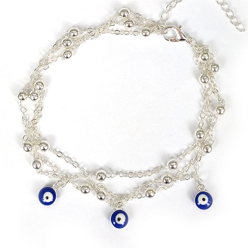 Stylish Eye Pendant Beaded Chain Anklet - Fashion Jewelry for Women - Perfect for Beach, Summer Outfits & Boho Accessories