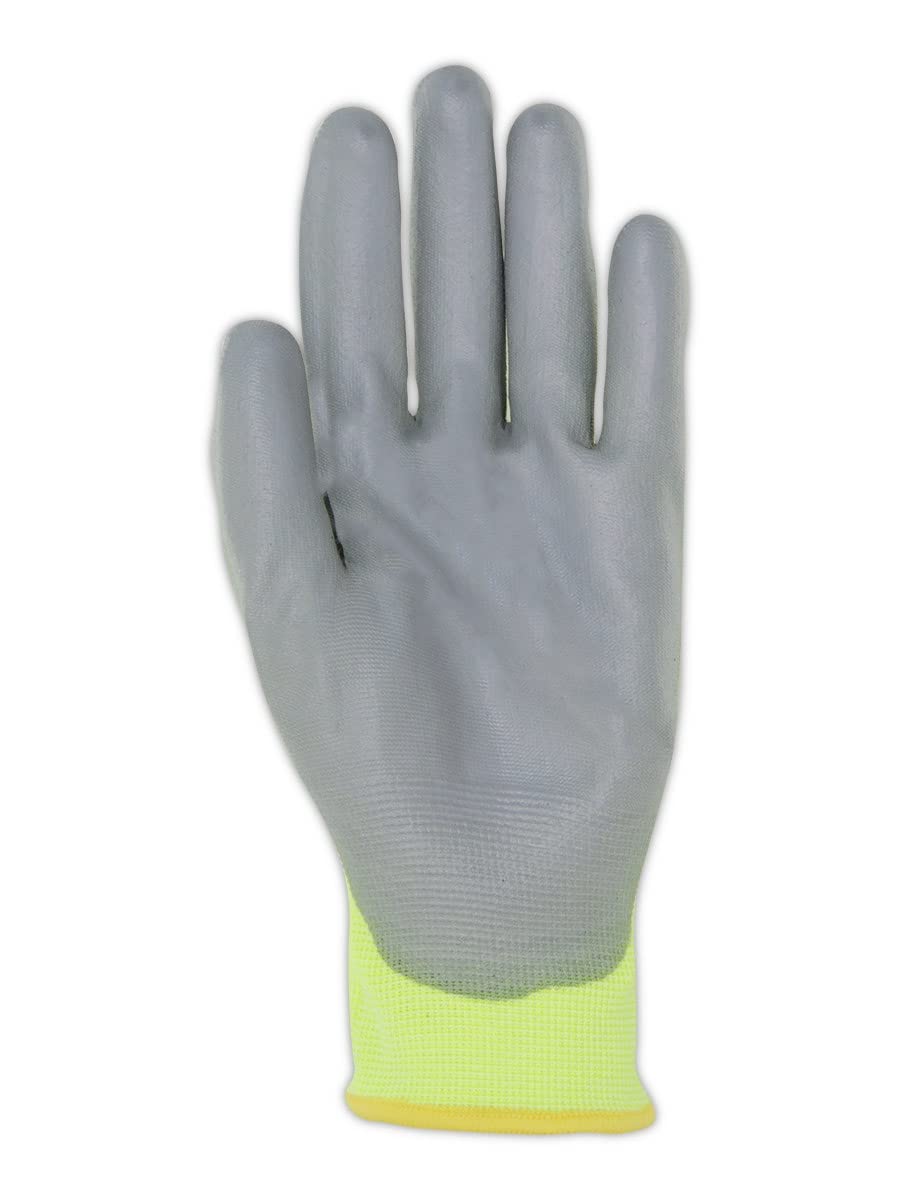 **ANSI A2 Hi-Vis DuraBlend Polyurethane Coated Work Gloves - 48 Pairs, Size 12/3XL, GPD261 - Durable Safety Gloves for Construction, Warehouse & Outdoor Work**