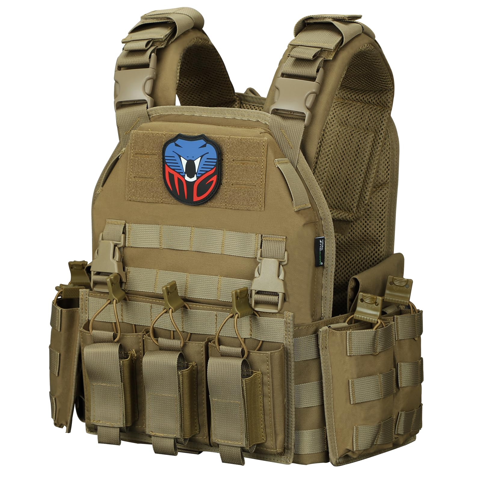 MGFLASHFORCE Tactical Vest Molle Airsoft Vest for Men - Military Style Chest Rig with Pouch for Airsoft, Paintball, Hunting & Outdoor Activities