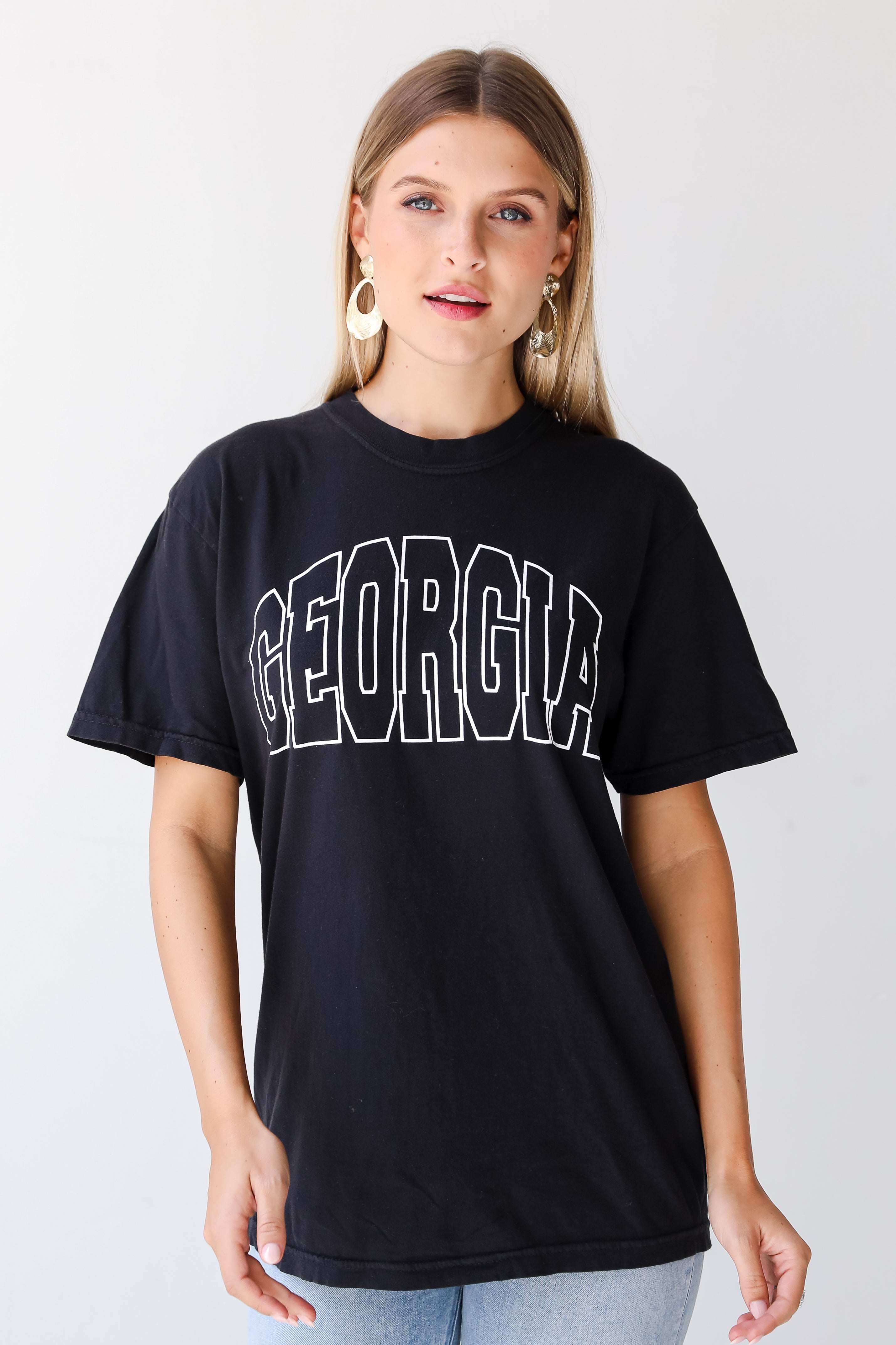 Black Georgia Tee - Soft Cotton T-Shirt for Men & Women | Casual Everyday Wear & Street Style Outfits