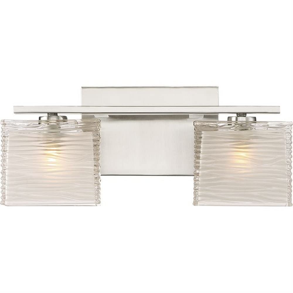2-Light Transitional Bathroom Vanity Light Fixture in Brushed Nickel Finish - Modern Bathroom Lighting for Vanity, Mirror, or Powder Room - Model 71-BEL-4352169