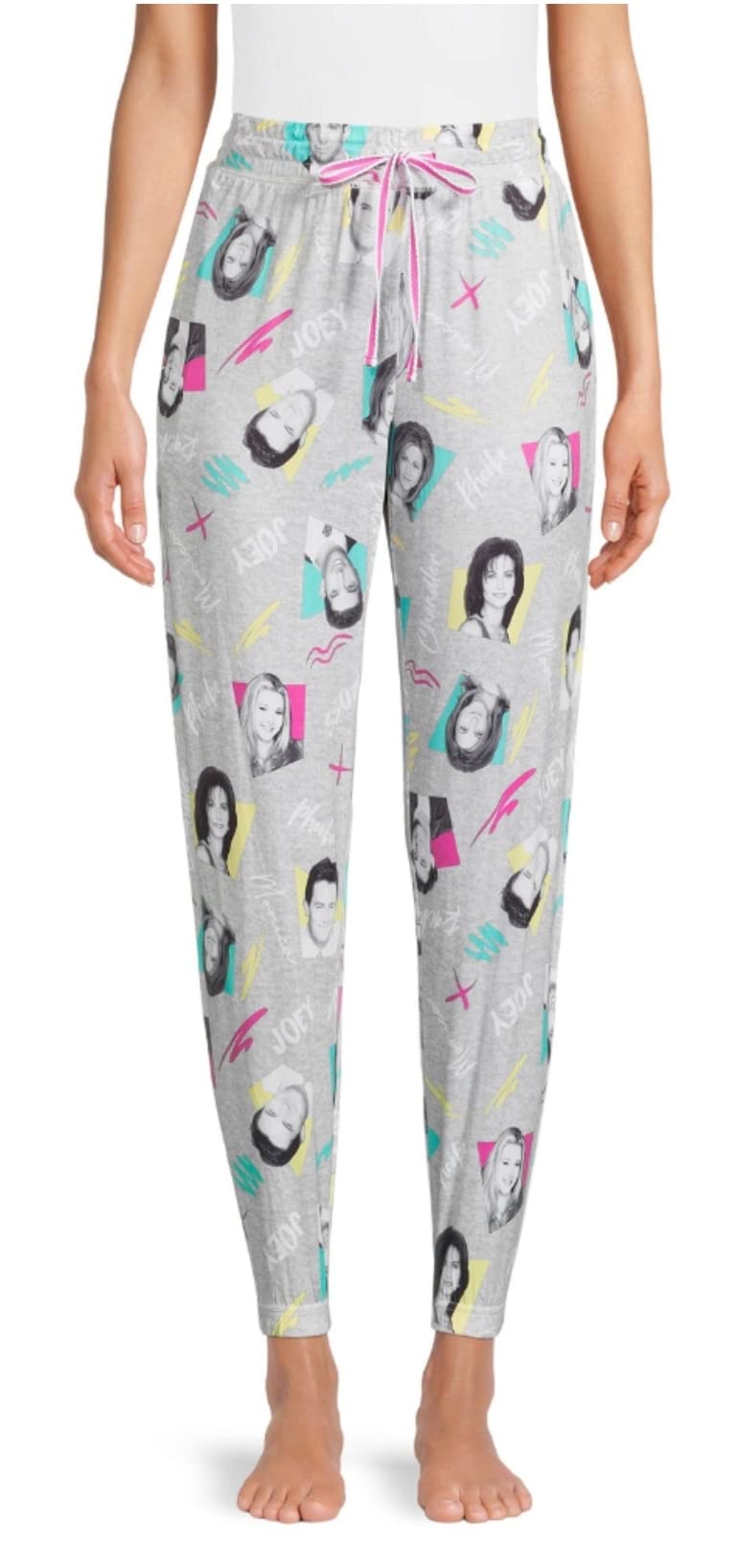 Friends Friendly Faces Heather Grey Pajama Sleep Jogger Pants for Women - Soft Lounge Pants for Sleep, Relaxing & Home Comfort - Medium Size