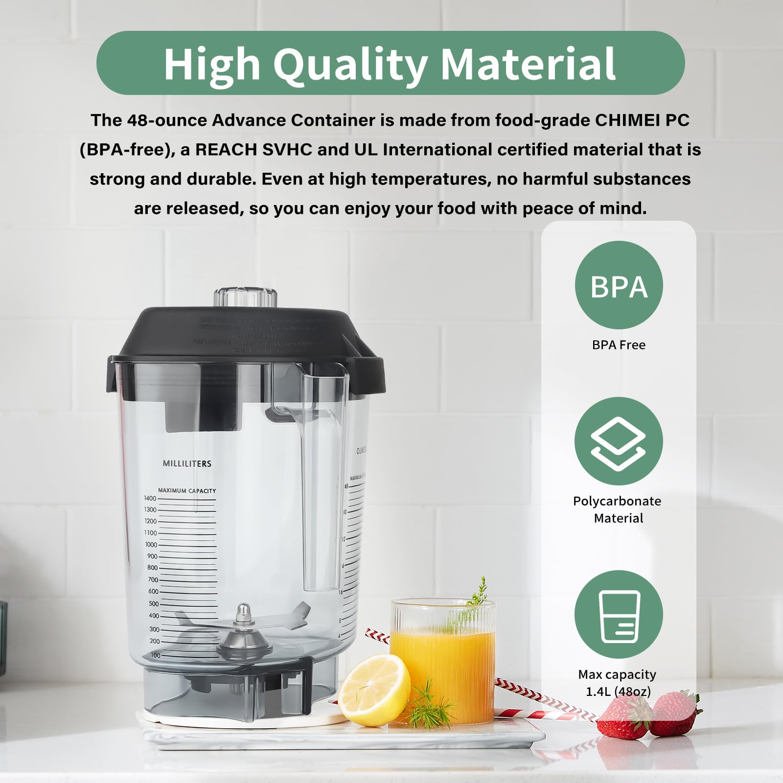 Vitamix Blender Pitcher 48oz - Compatible with VM0145, VM0100A - Perfect for Smoothies & Juicing