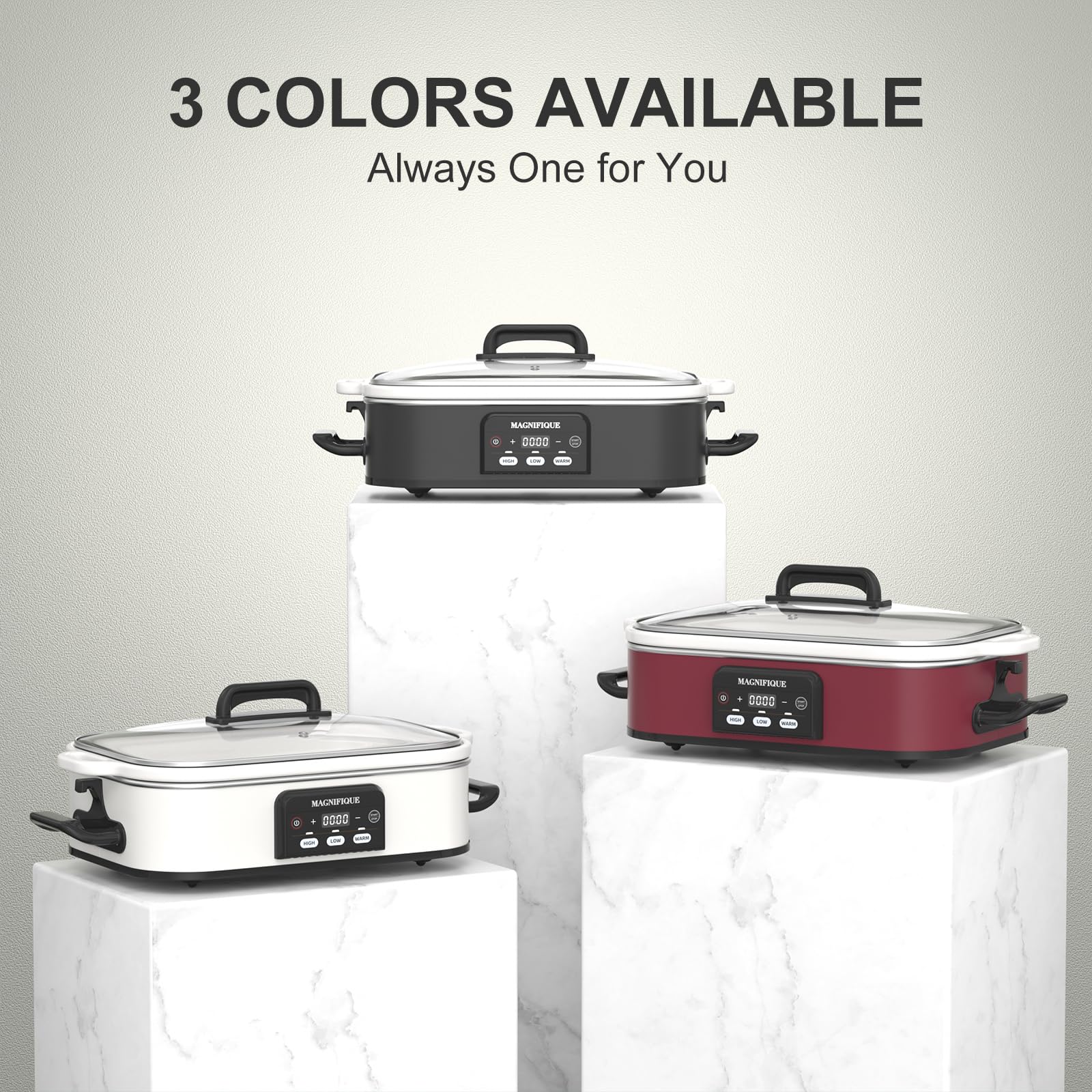 Premium 4 Quart Digital Slow Cooker with Ceramic Pot - Oven & Dishwasher Safe Casserole Dish (Red) - Perfect for Family Dinners, Meal Prep & Holiday Cooking