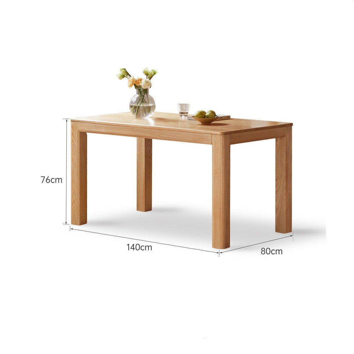 Solid Oak Wood Dining Table - Simple Modern Design for Kitchen, Dining Room & Small Spaces