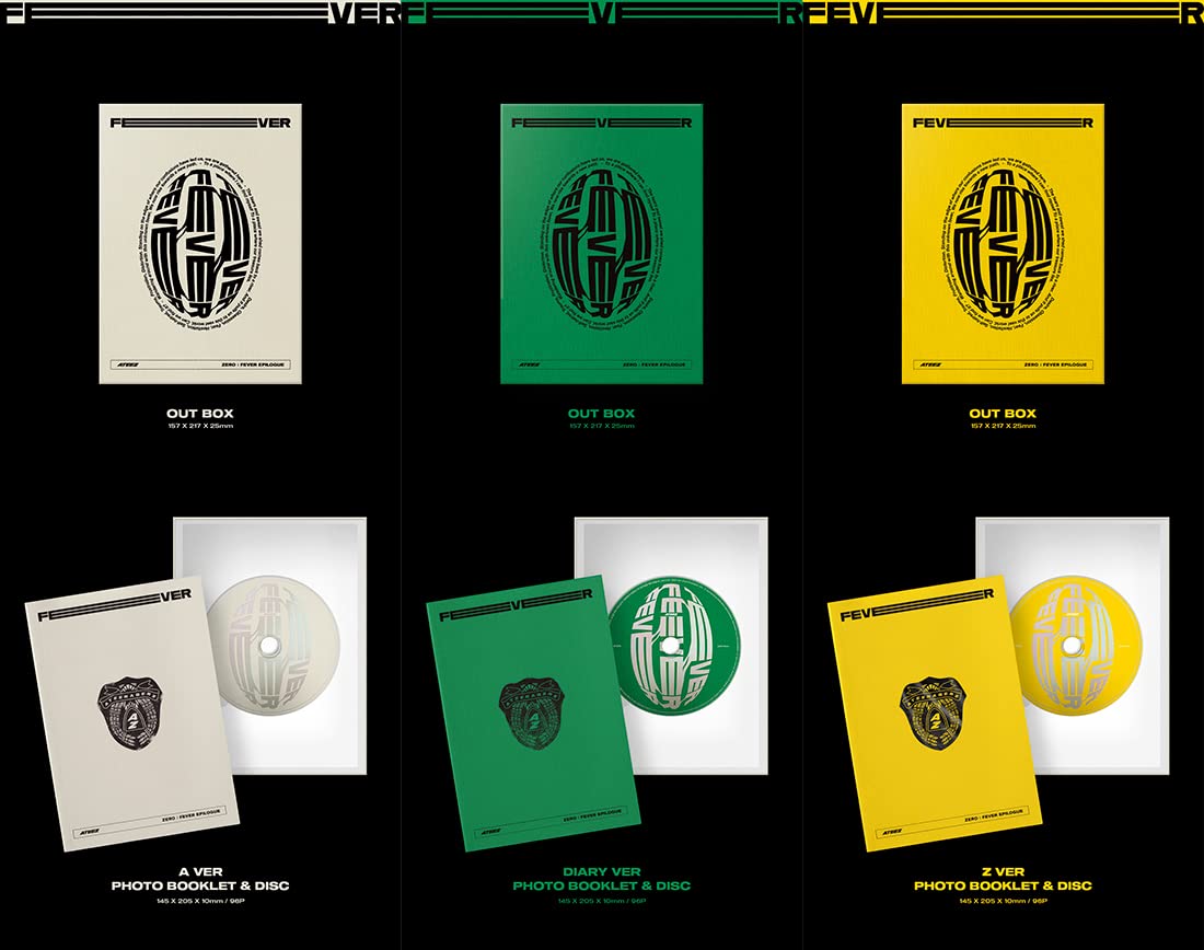 KQ Entertainment ATEEZ - ZERO : FEVER EPILOGUE Album with Folded Poster & Random Photocards Set | Kpop Merchandise for Fans, Collectors & Gift Giving