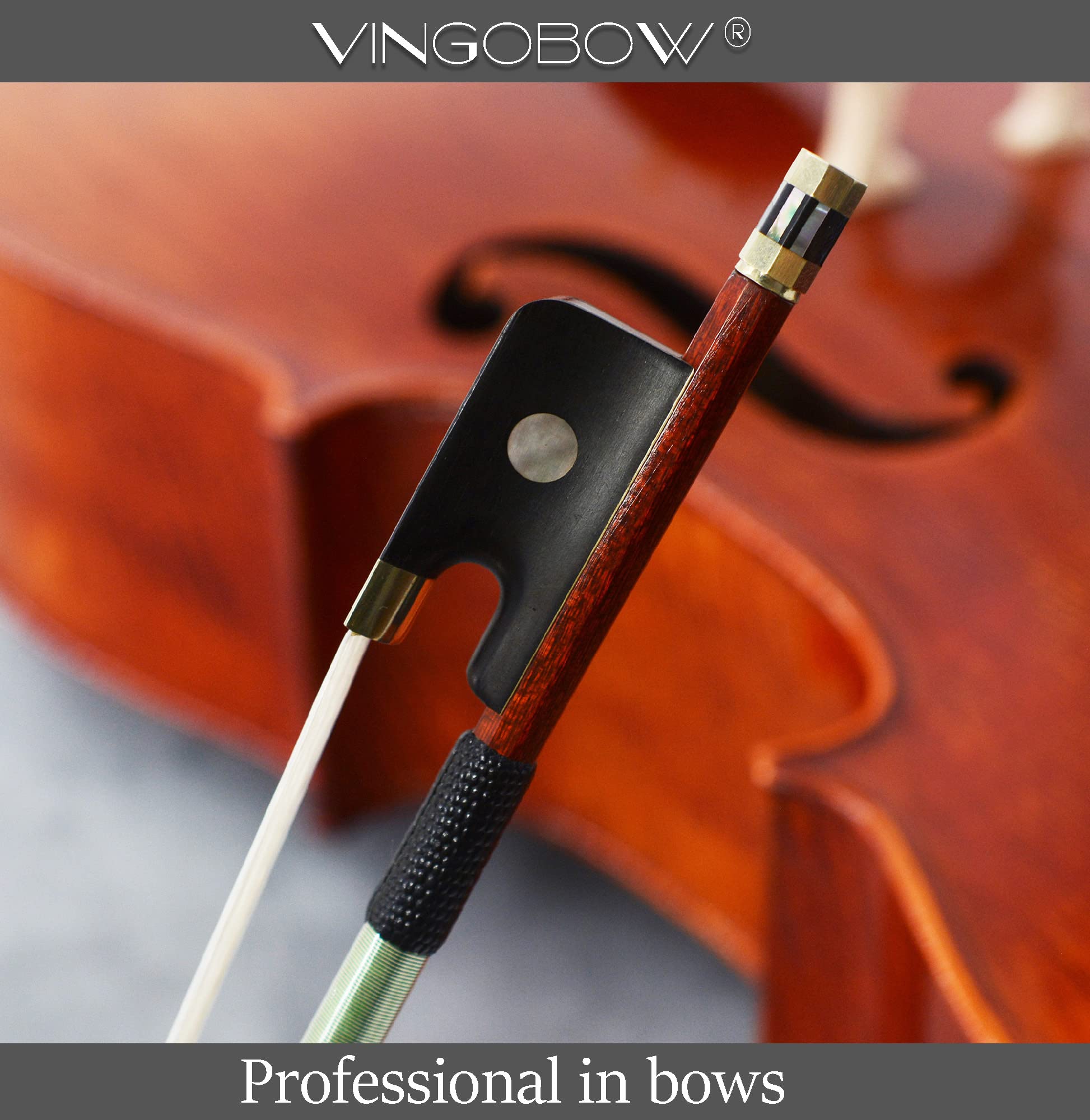 Premium 4/4 Size Carbon Fiber Hybrid Cello Bow with Ebony Frog - Master Level Pernambuco Performance Bow for Warm Sweet Tone (Mongolian Horse Hair) - Perfect for Professional Musicians & Orchestra Performances