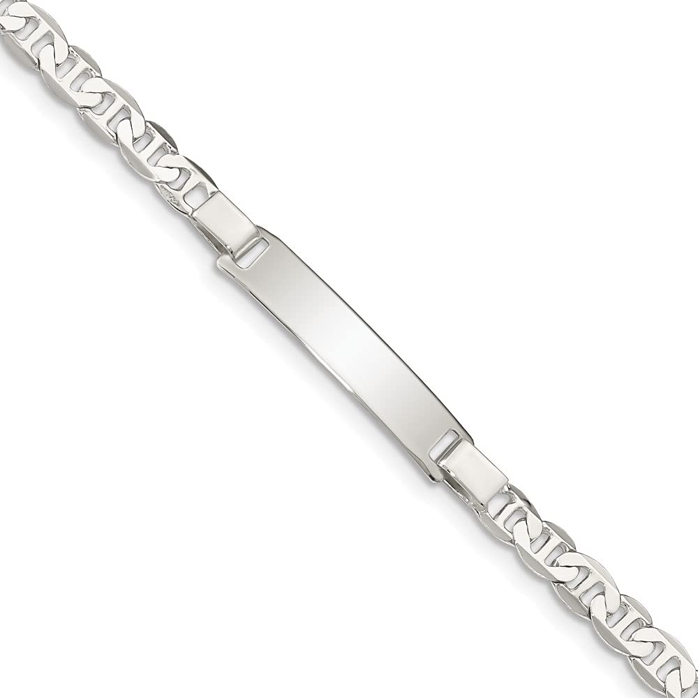 Sterling Silver Engraveable Children's ID Anchor Link Bracelet for Women & Girls - Personalized Safety Jewelry for Kids, Beach Vacation & Everyday Wear
