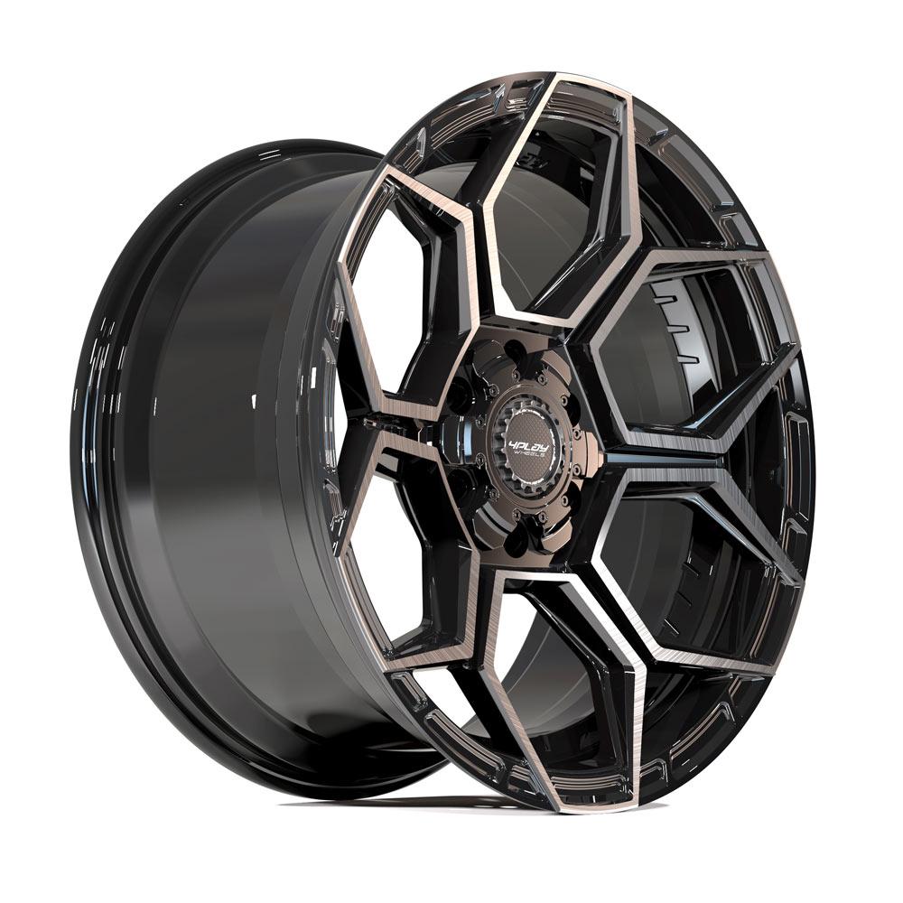 4Play Sport 2.0 4PS26 Gloss Black Wheels 18x9.0 +18 Offset - 6x139.7/6x135mm Bolt Pattern - Brushed Face & Tinted Clear Finish - Perfect for Off-Road Trucks, Jeeps, and SUVs