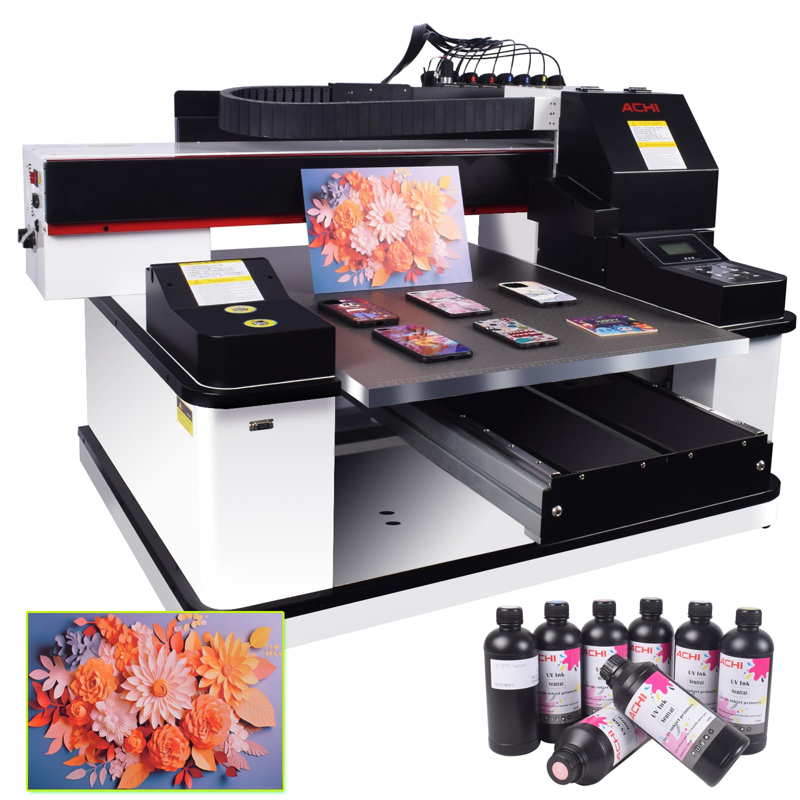 6090 UV Flatbed Printer - 23.6x35.4 Inch Printing Area with 3 XP600 Printheads | US Stock | for Phone Cases, Acrylic Signs & Wood Printing | Perfect for Small Business & Custom Manufacturing