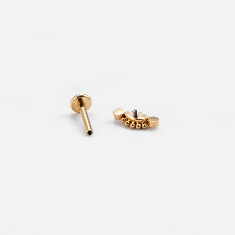 16G Stainless Steel Crown Heart Threaded Flat Back Labret Piercing Jewelry | HSPJ527 | Perfect for Cartilage, Lip, Nose & Ear Piercings