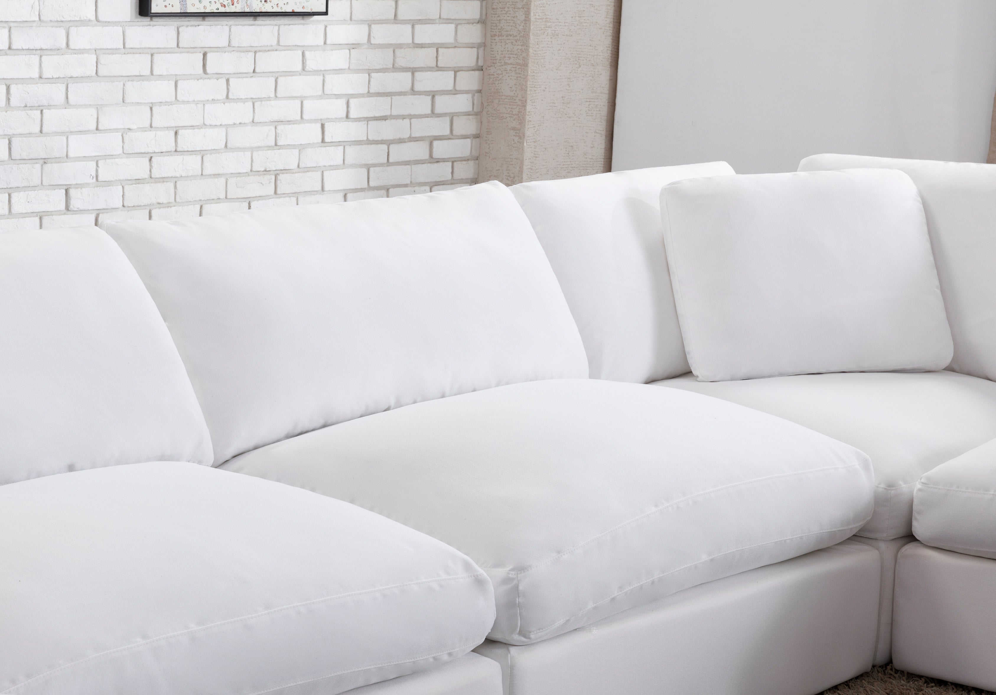 Rivas Contemporary Feather Fill 6-Piece Modular Sectional Sofa in White | Modern Living Room Furniture for Small Spaces & Apartments | Perfect for Entertaining Guests & Family Gatherings