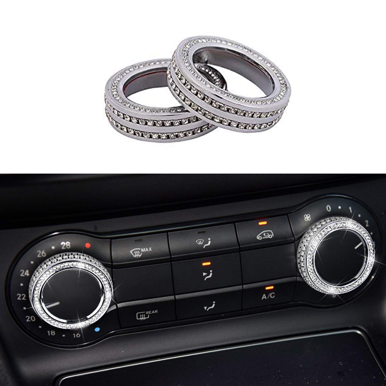 **Mercedes Benz A B Class GLA CLA Rhinestone Air Conditioner Knob Cover - Bling Car Interior Accessories, Decorative Stickers & Trim Fitting for Luxury Style & Personalization**    *(Perfect for Customizing Your Mercedes Interior, Adding Glam & Shine to Your Car's Dashboard!)*