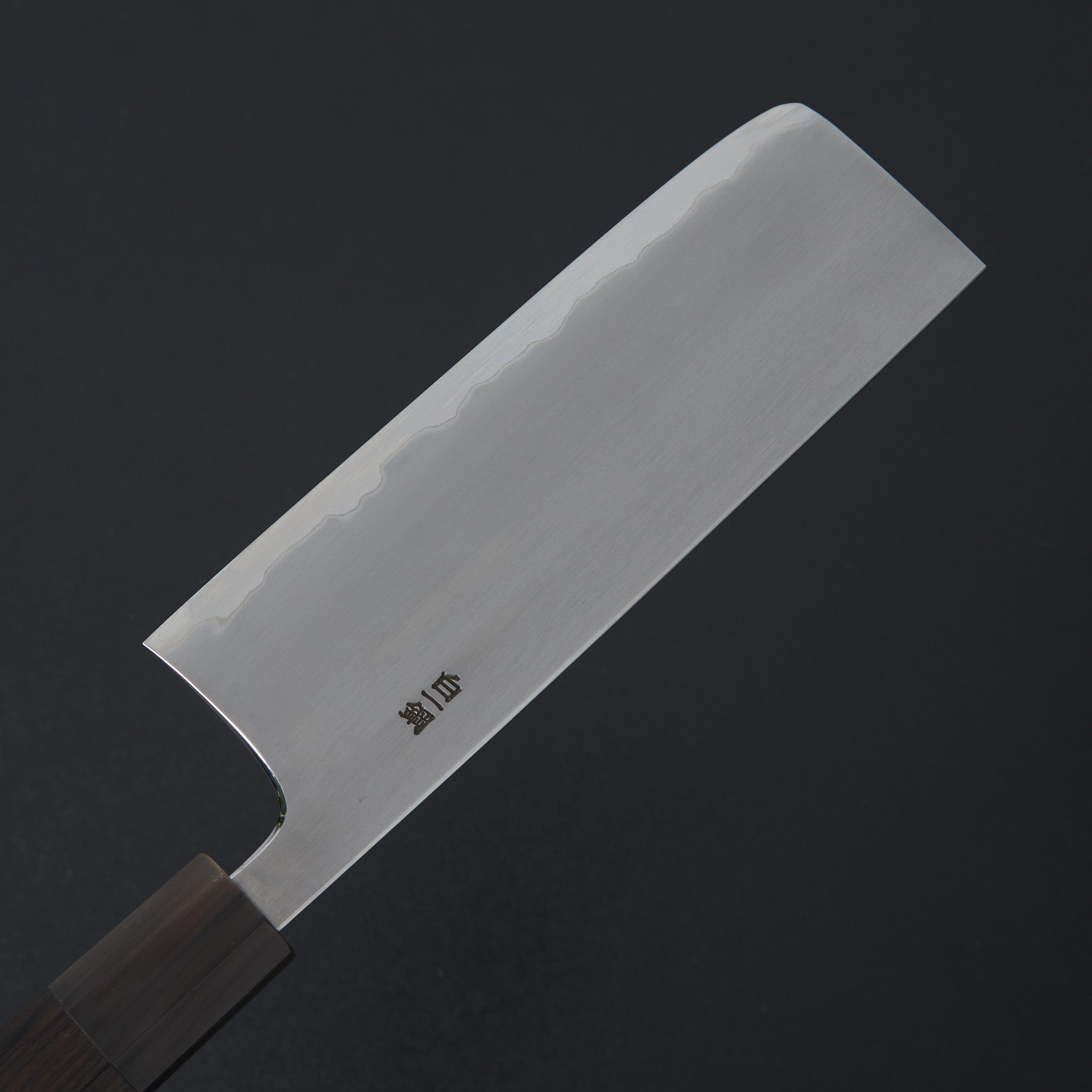 Hitohira Togashi White #1 Stainless Clad Kasumi Nakiri Knife 180mm - Japanese Chef Knife with Ebony Handle for Professional Slicing, Dicing & Vegetable Prep