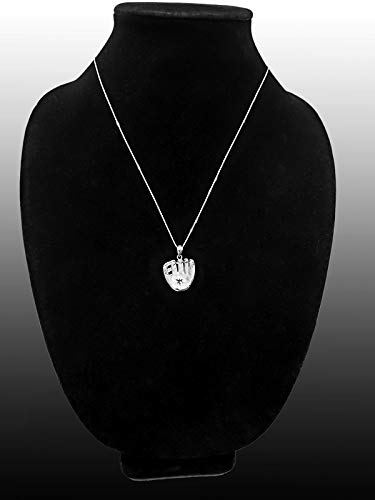 10K White Gold Baseball Glove Satin DC Pendant Necklace for Women - Elegant Sports Jewelry Gift for Baseball Fans, Players & Coaches - Perfect for Games, Graduation & Special Occasions