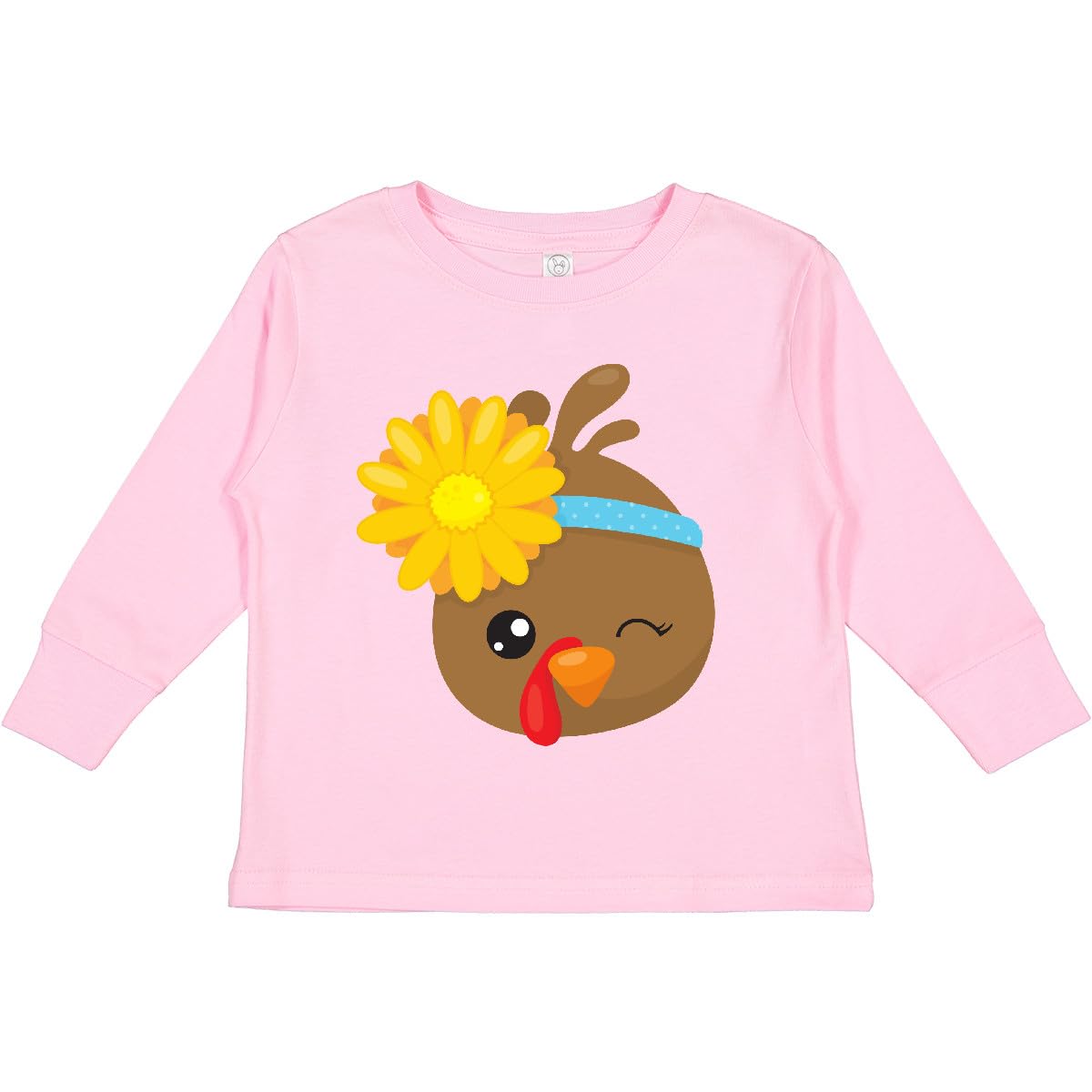 Inktastic Cute Brown Turkey with Toddler Graphic Long Sleeve T-Shirt for Women & Kids - Perfect for Thanksgiving Family Outfits & Holiday Gatherings