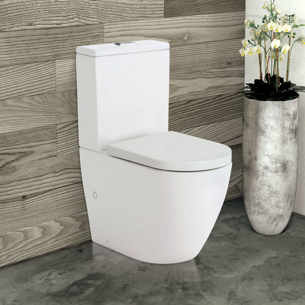 Fienza K002MWB Koko S-Trap Toilet Suite 160-230mm in Matte White - Modern Bathroom Upgrade for Small Spaces & Water Efficiency