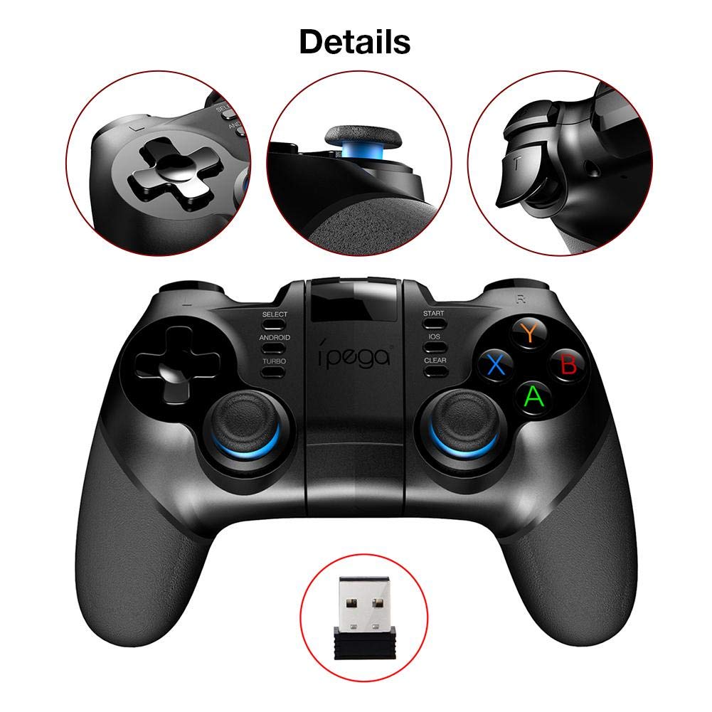 iPega PG-9156 Wireless Bluetooth 4.0 & 2.4G Game Controller for Samsung Galaxy S22/S21/S20/S10/Note 20/10, VIVO, Oppo Android Smartphones & Tablets (Android 6.0+) - Perfect for Mobile Gaming, Cloud Gaming & Console-Style Play