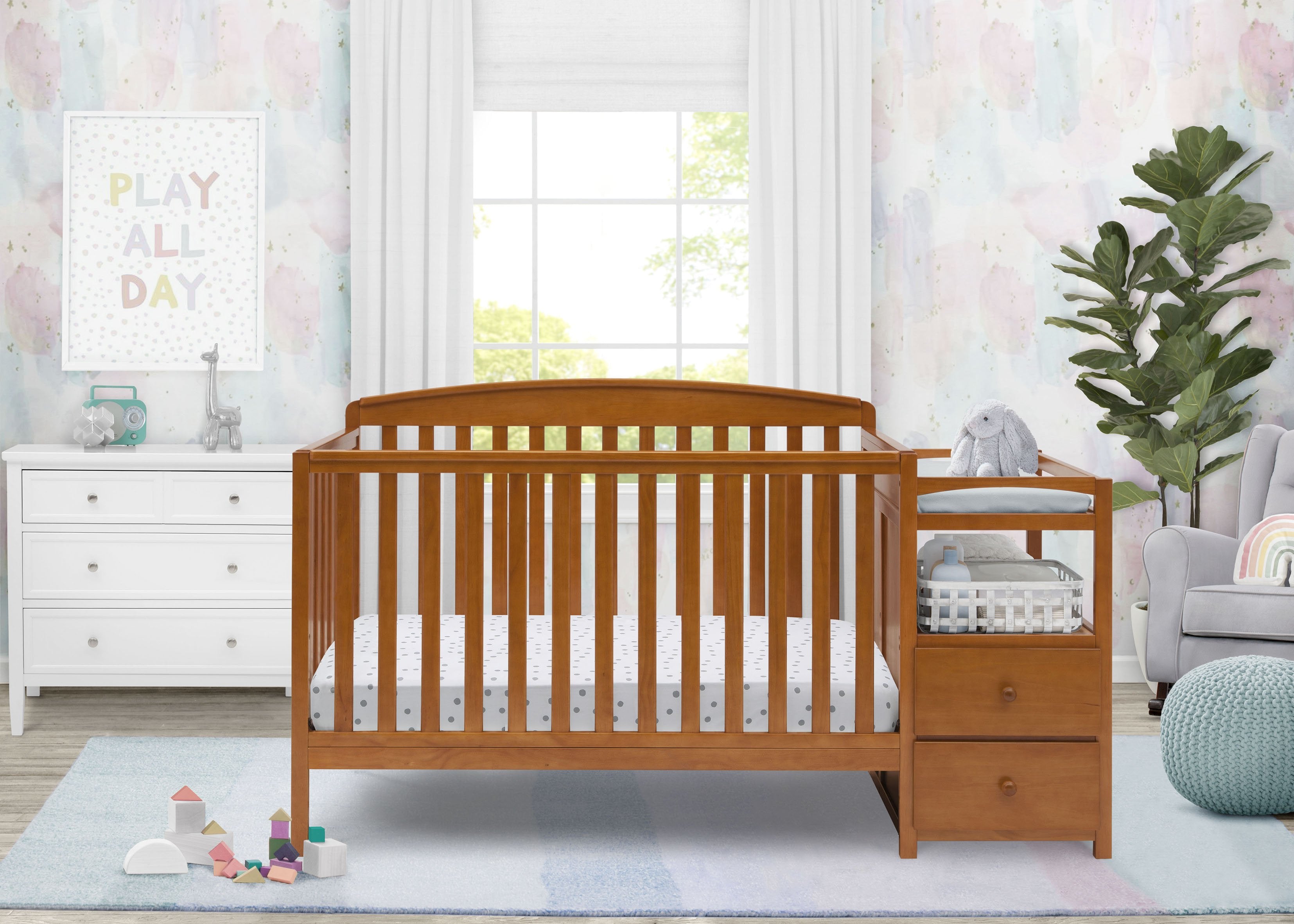 Royal Convertible Crib and Changer - 3-in-1 Baby Nursery Furniture Set with Toddler Bed & Dresser | Safe, Durable & Space-Saving for Newborns to Kids | Perfect for Nursery Rooms, Daycare Centers & Small Spaces