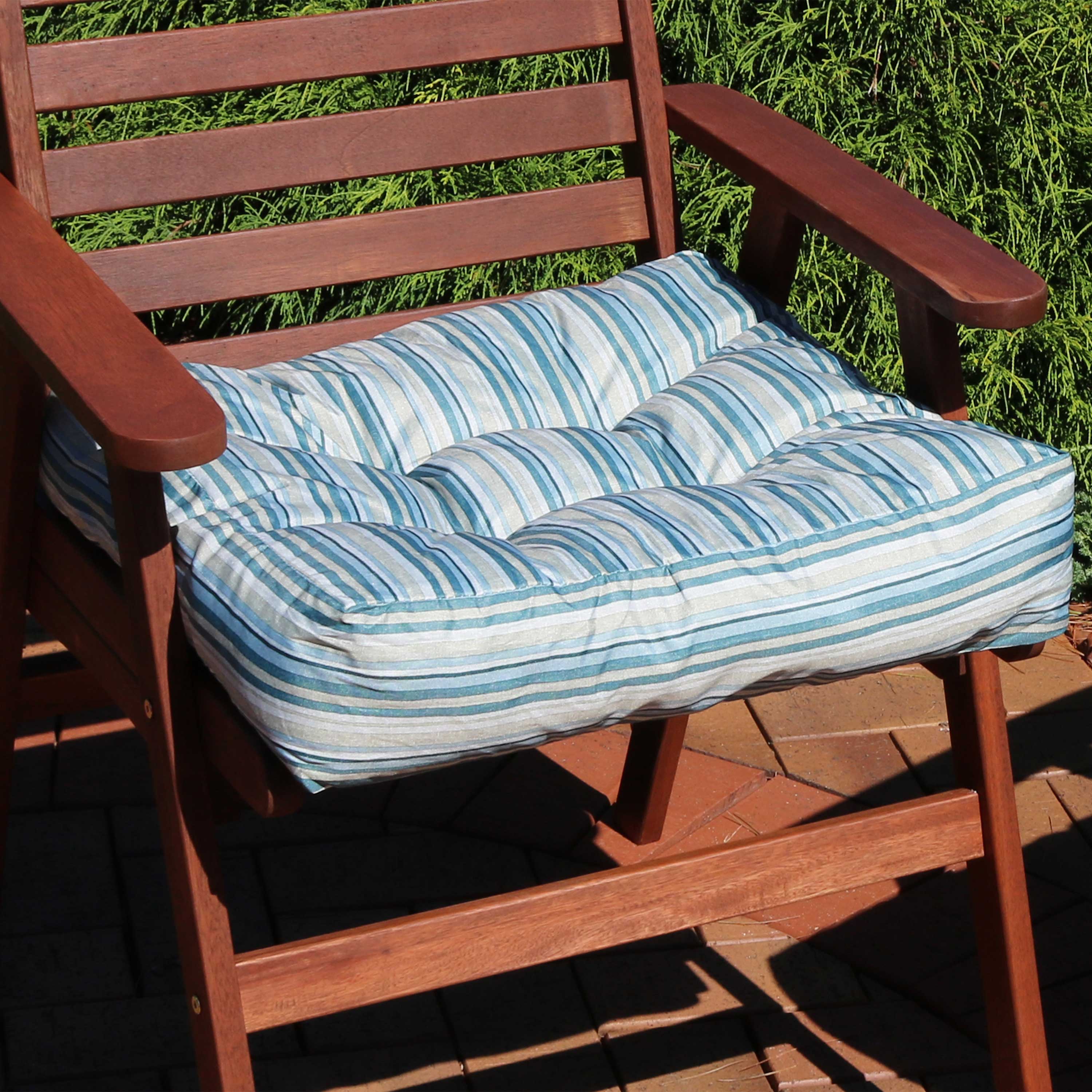 Sunnydaze 2-Pack Tufted Square Patio Cushions - Waterproof Indoor Outdoor Furniture Pillows for Patio, Deck, Poolside & Garden Seating