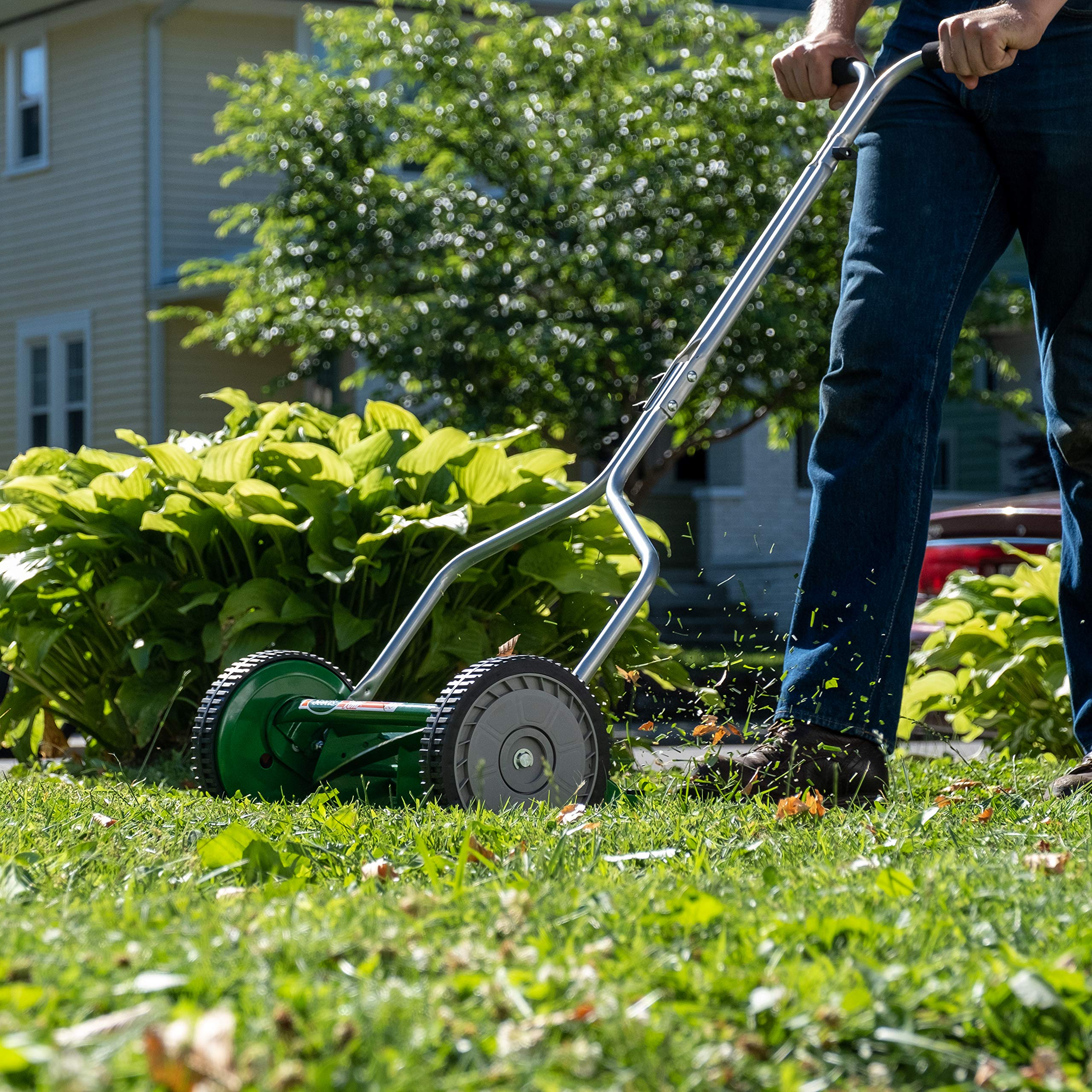 Scotts 14-Inch 5-Blade Push Reel Lawn Mower | Manual Grass Cutter for Small to Medium Yards | Eco-Friendly, Quiet & No Gas Needed | Perfect for Residential Lawns, Gardens & Eco-Conscious Homeowners