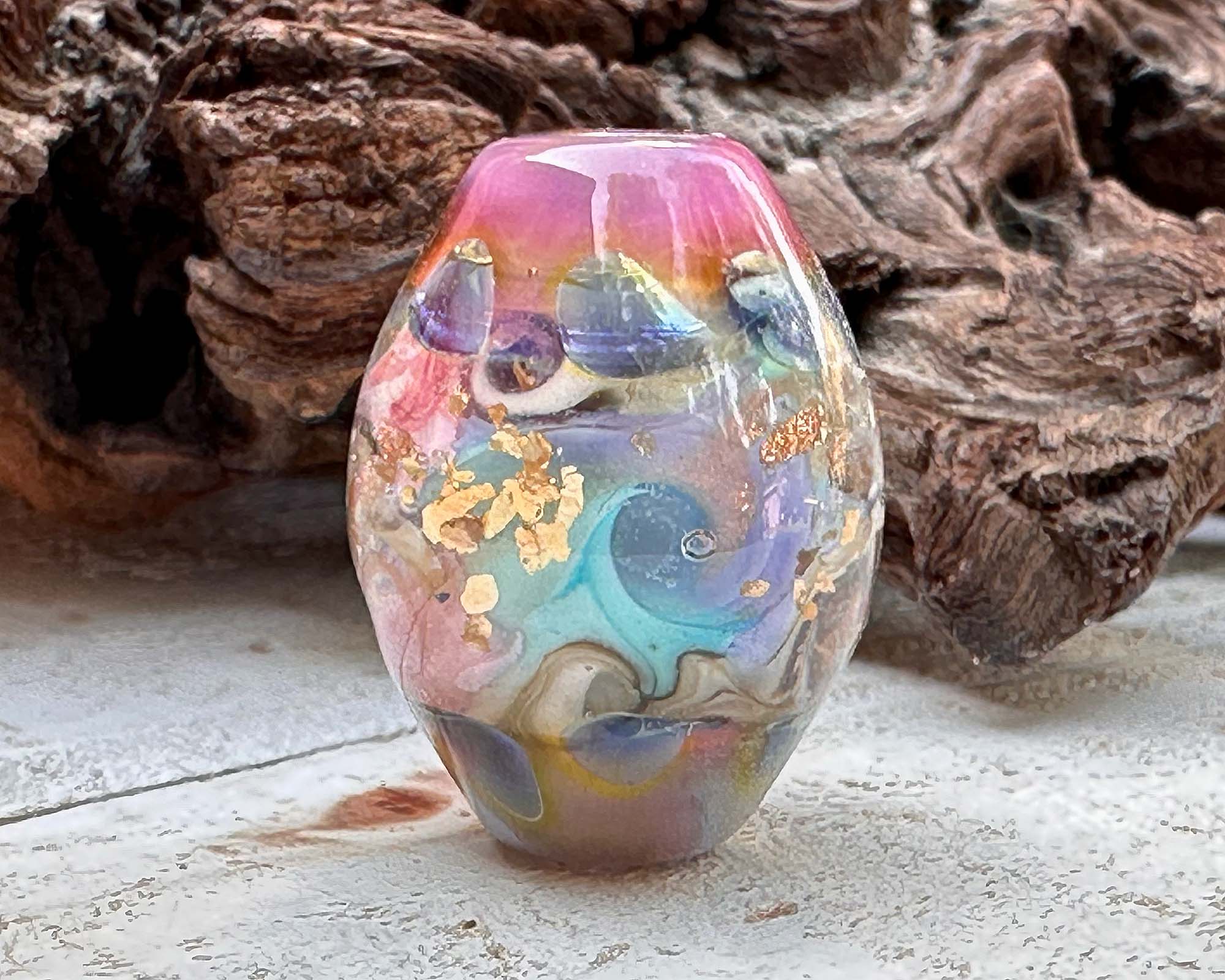 Petal Pink Prism Lampwork Glass Focal Bead - Handmade SRA Artisan Jewelry Bead for Necklace, Bracelet & DIY Craft Projects