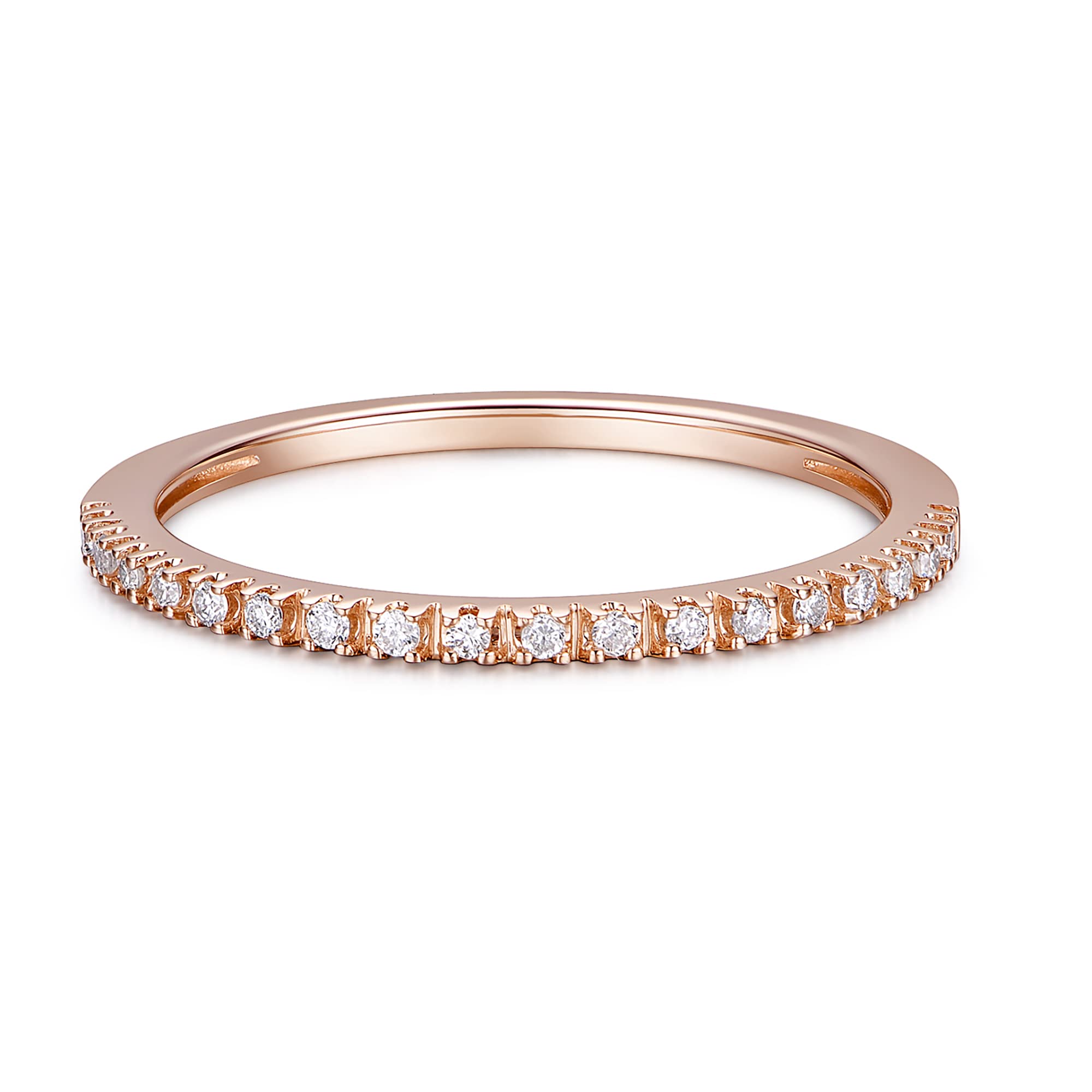 14K Solid Gold Moissanite Eternity Wedding Band for Women - 1.5mm Thin Stackable Ring, Durable 14K Gold Wedding Ring Set, Perfect for Bridal, Anniversary, Engagement & Everyday Elegance