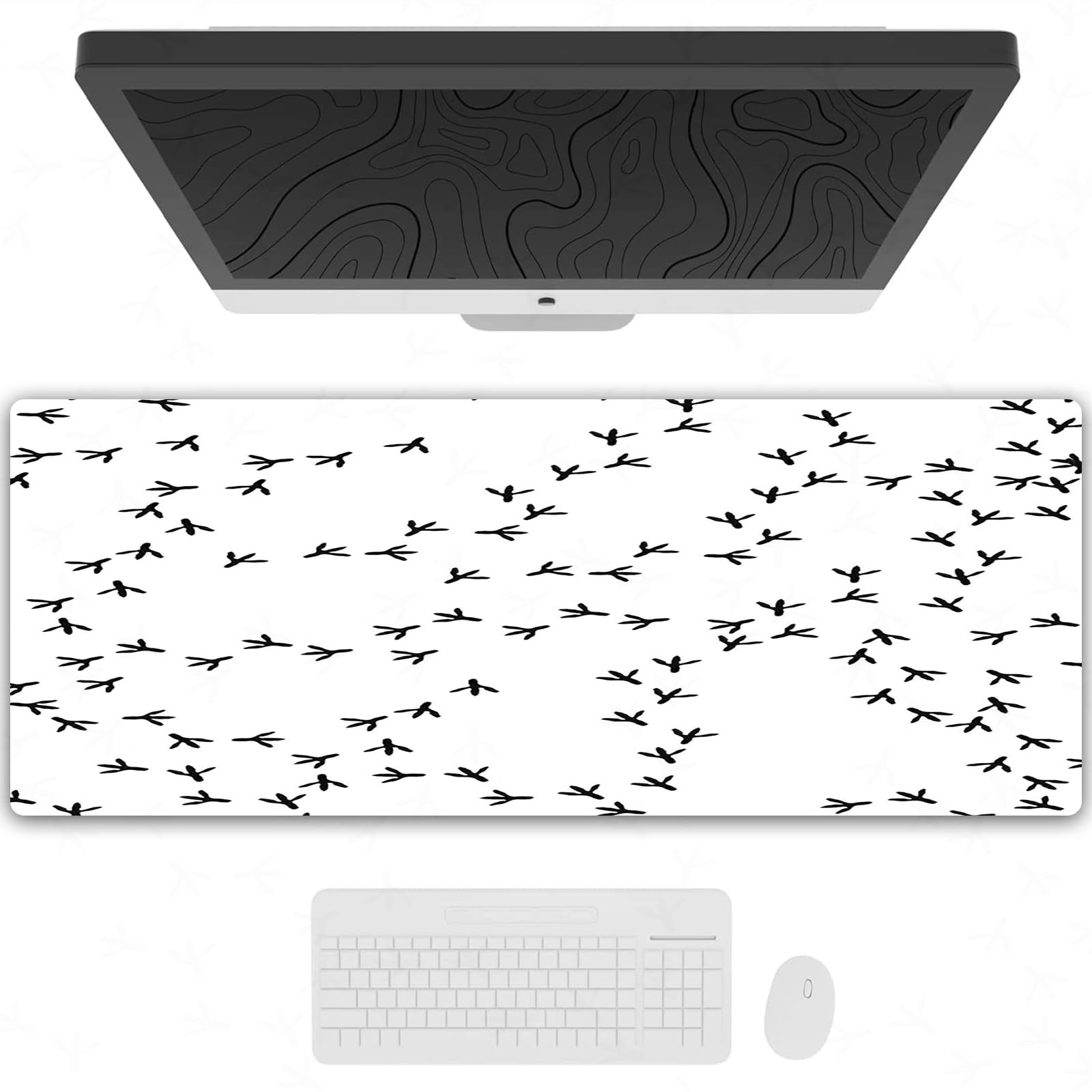 XXL Gaming Mouse Pad - Non-Slip, Water-Repellent Desk Mat for PC Gaming | Large Mousepad with White Tracks by Loralie Designs | Perfect for Esports, Office & Home Computer Setup