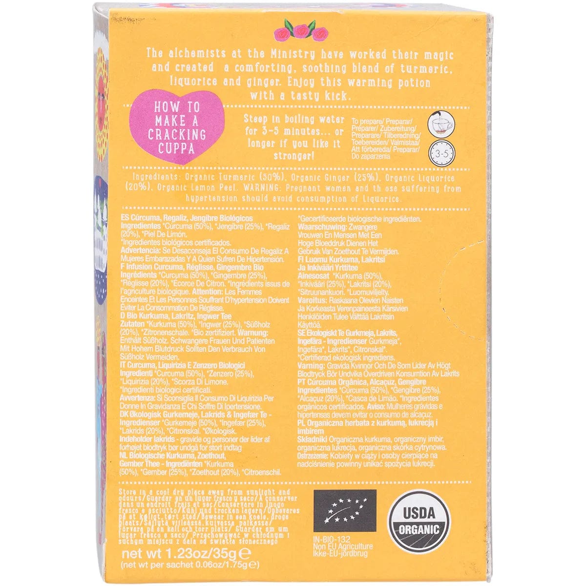 Organic Turmeric, Licorice & Ginger Tea Bags - 20 Count | Herbal Wellness Tea for Digestion & Immunity | Perfect for Morning Boost or Evening Relaxation