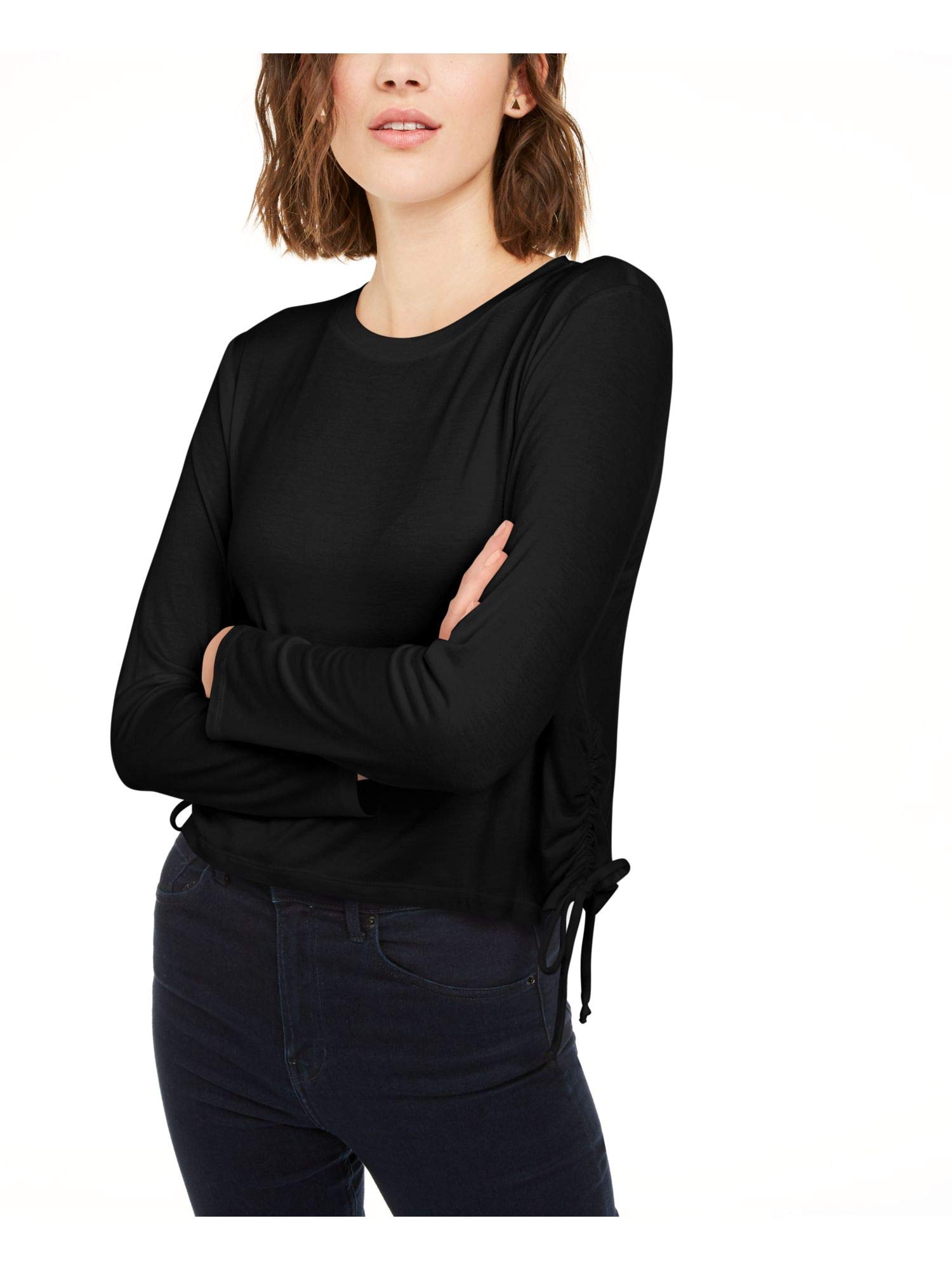 Junior's Side Ruched Top - Black, X-Small | Flattering Fit for Parties, Dates & Casual Outings