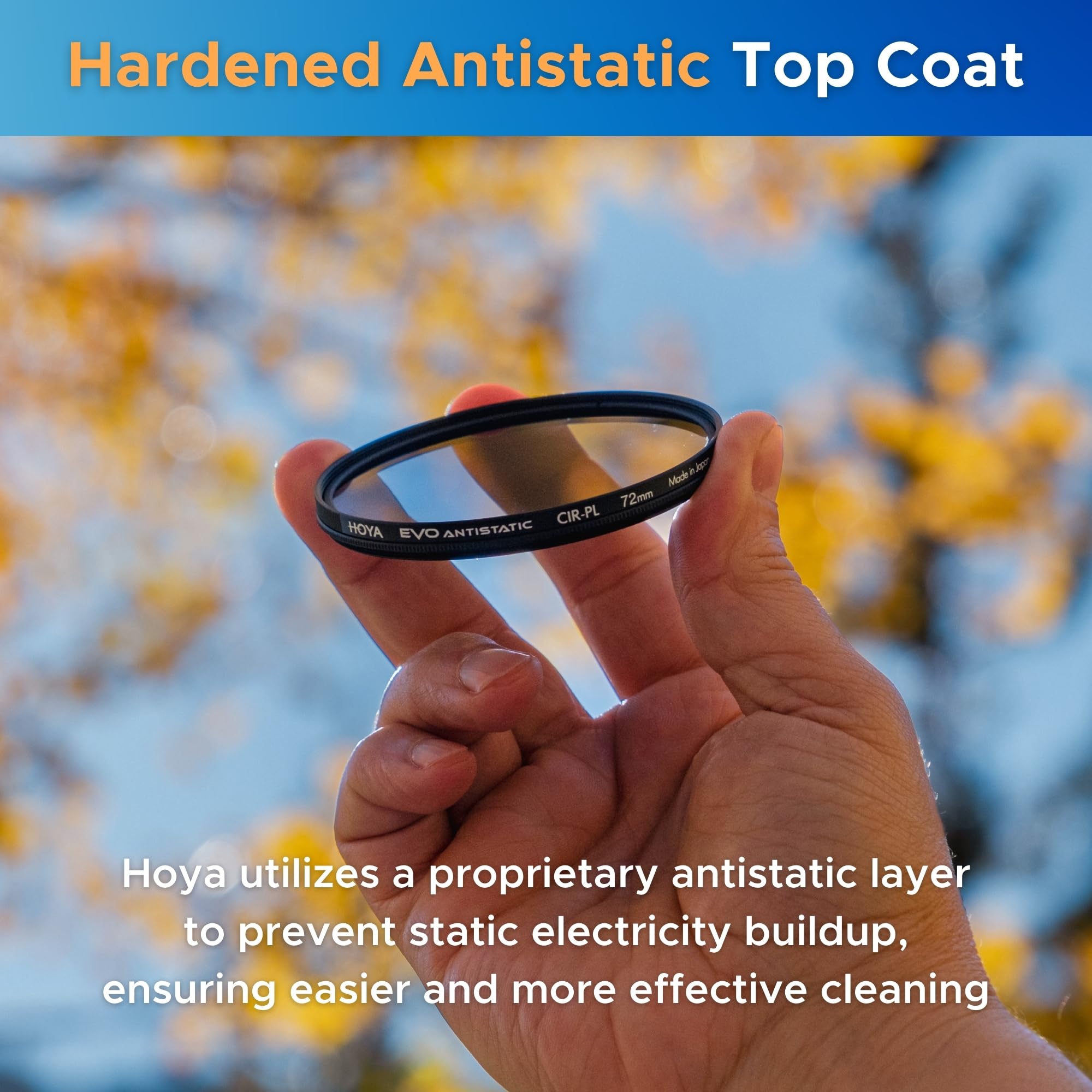 Hoya Evo Antistatic CPL Circular Polarizer Filter 72mm - Dust, Stain & Water Repellent Coating - Slim Low-Profile Frame - Perfect for Landscape, Travel & Outdoor Photography
