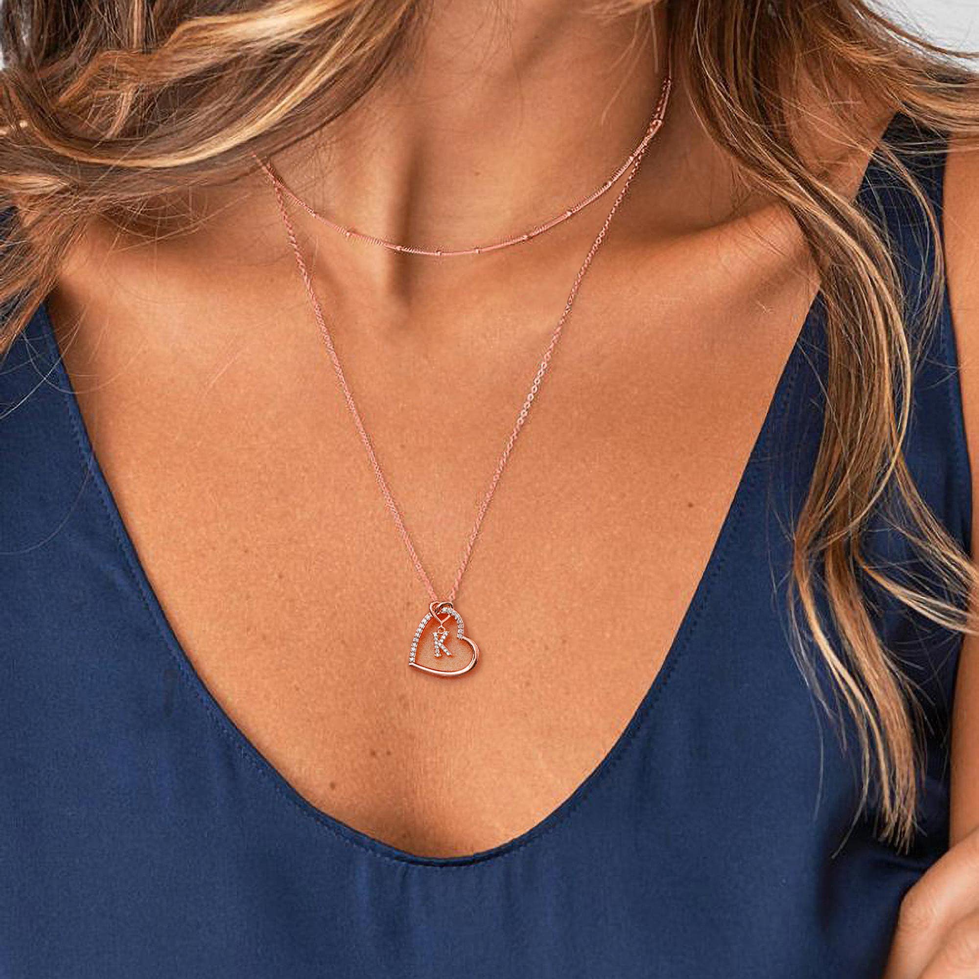 Sterling Silver Heart Initial Necklace for Women & Girls - S925 Personalized Letter Jewelry, Birthday & Anniversary Gift for Her, Mom, Wife, Girlfriend | Perfect for Valentine's Day, Date Night & Special Occasions