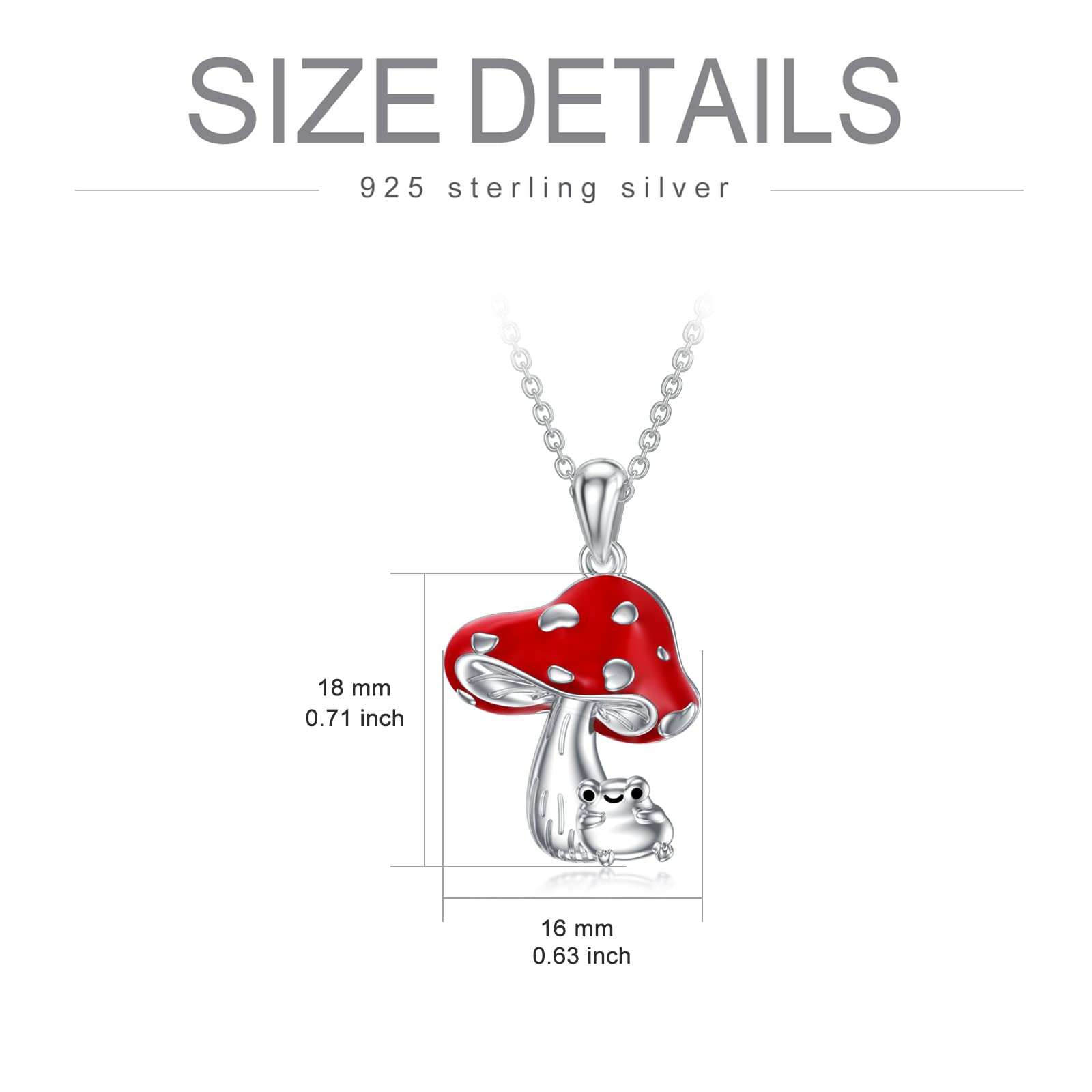 925 Sterling Silver Mushroom & Frog Pendant Necklace - Elegant Nature-Inspired Jewelry Gift for Women - Perfect for Casual Wear, Boho Fashion & Outdoor Adventures