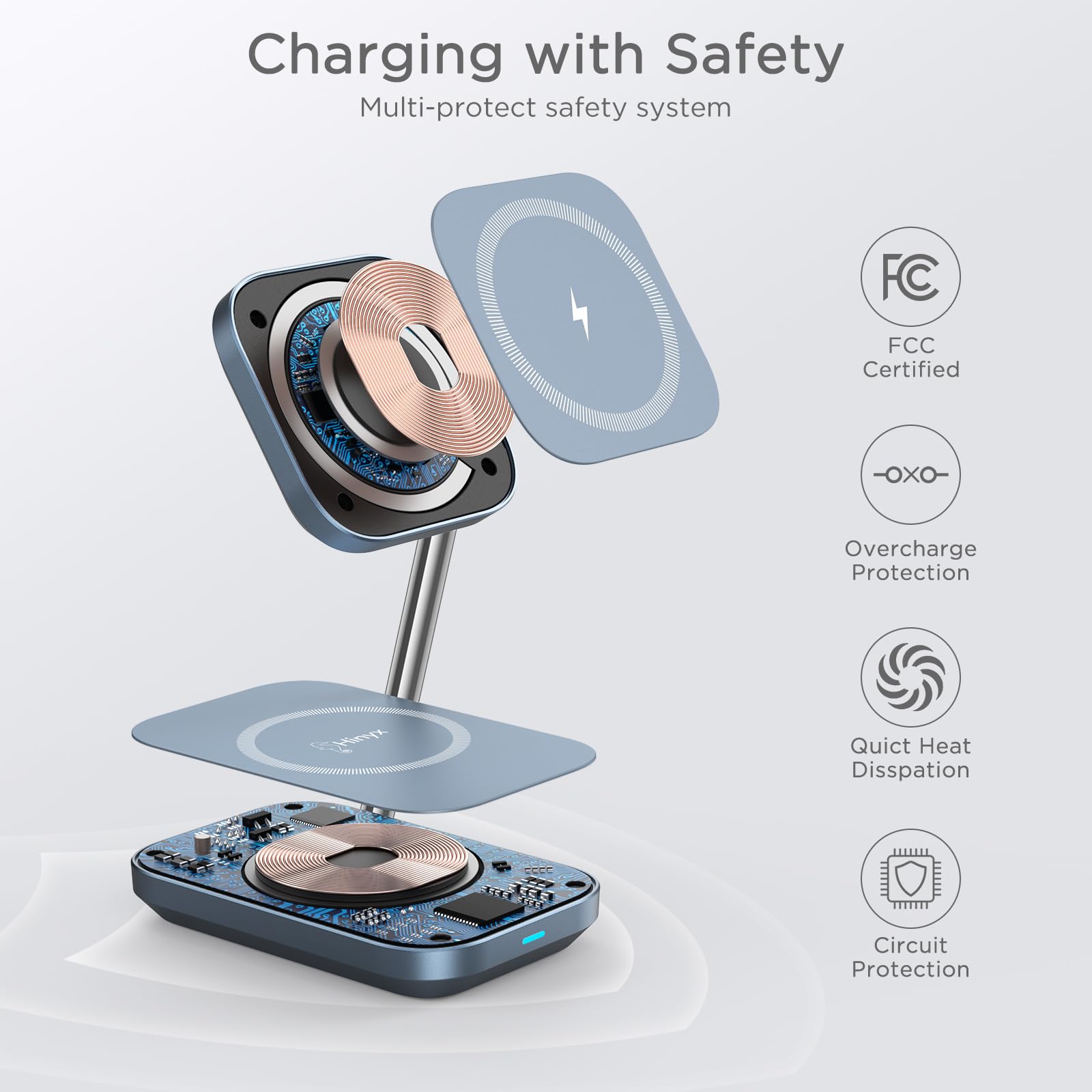 2-in-1 MagSafe Charger Stand - 20W Fast Magnetic Wireless Charging Station for iPhone 15/14/13/12 & AirPods Pro/3/2 - Foldable Travel Design with Zinc Alloy Base - Perfect for Home, Office & On-the-Go Charging
