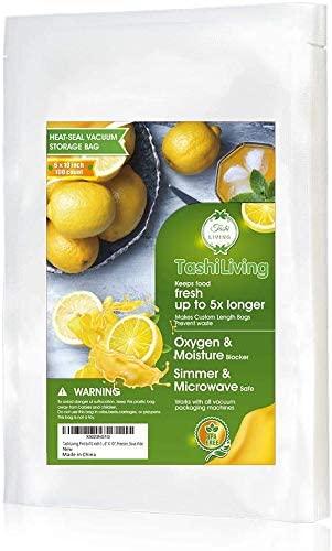 TashiLiving Vacuum Seal Bags for Food Storage - 100 Count BPA-Free Pre-Cut Vacuum Sealer Bags (6x10