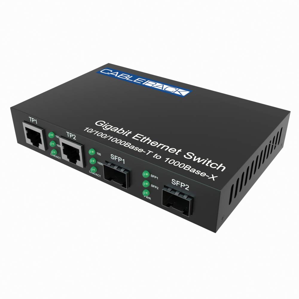 Dual SFP Slot Media Converter with Dual 1000M Ethernet Ports - High-Speed Fiber Optic Network Converter for Home & Office Networking