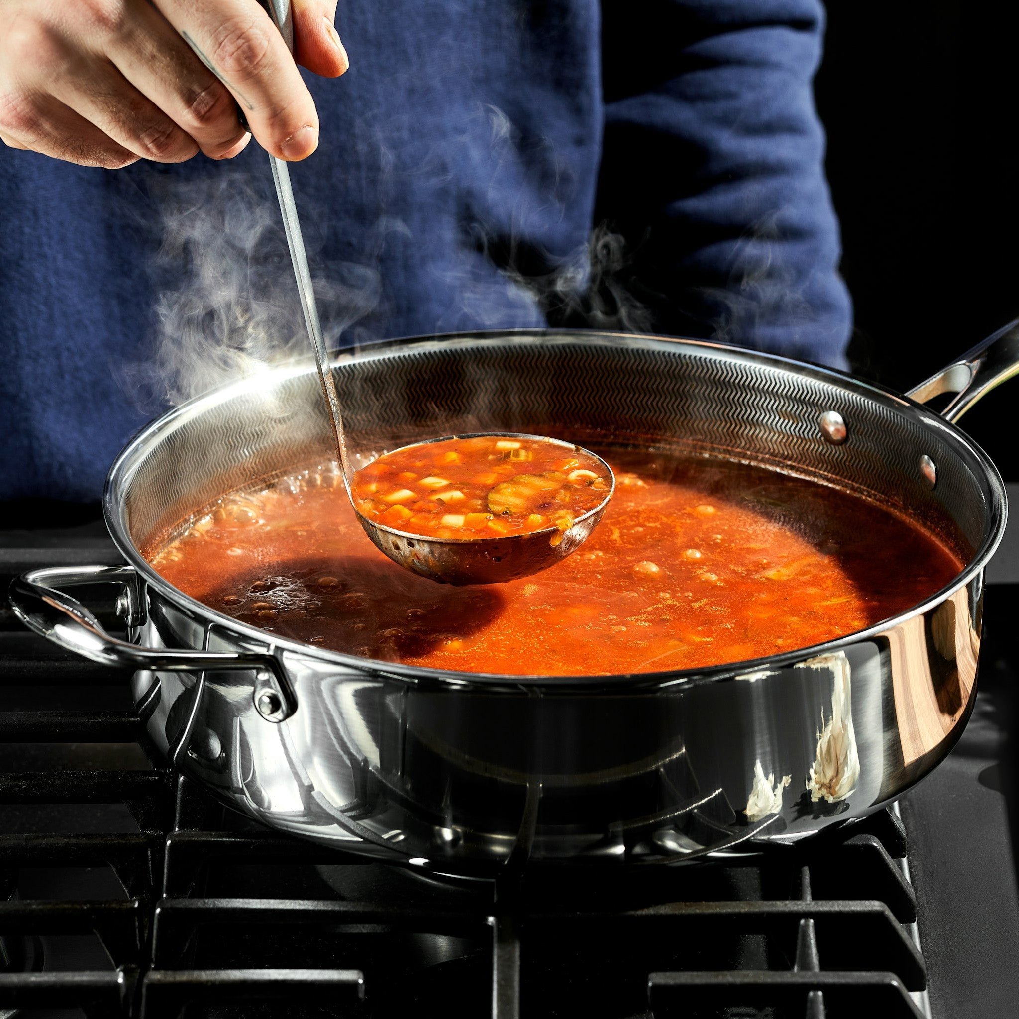 5L Hybrid Deep Sauté Pan with Glass Lid - Nonstick Skillet for Frying, Braising & Stir-Frying - Perfect for Home Cooking & Restaurant Use