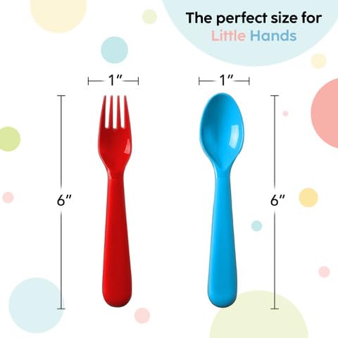 18-Piece BPA-Free Plastic Toddler Utensil Set - Colorful Kids Forks & Spoons, Dishwasher Safe Flatware for Children | Perfect for Daycare, Preschool & Family Meals