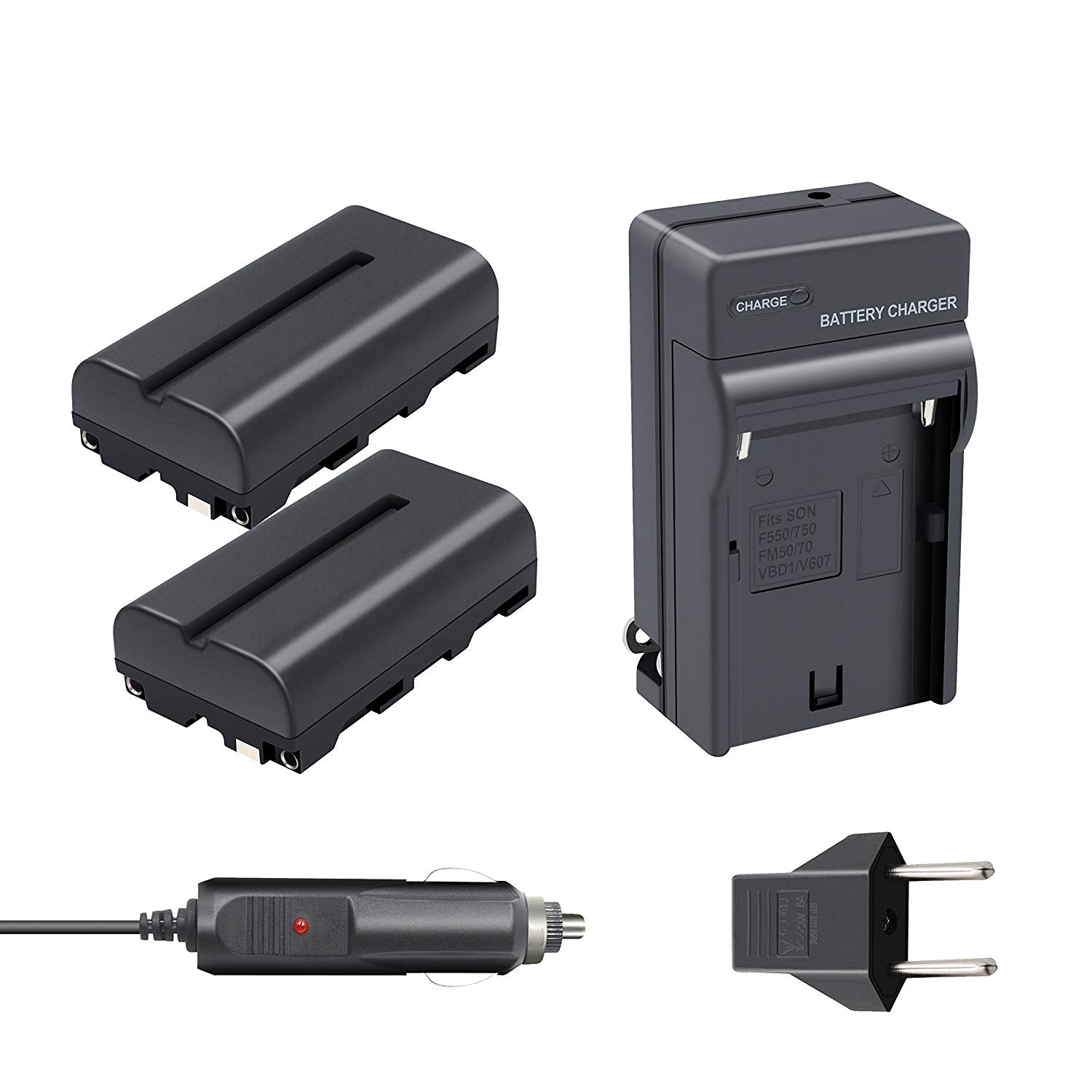 2 Pack NP-F550/NP-F570 Replacement Battery and Charger Kit for Sony Cameras - Perfect for Travel, Vlogging, and Professional Photography