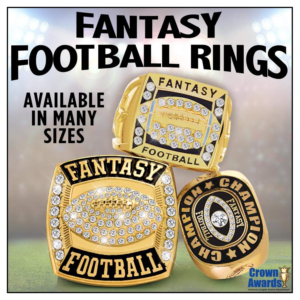 Fantasy Football Champion Ring - Crown Awards Custom Size 7 Prime Football Trophy Ring - Perfect for Fantasy League Winners, Sports Awards & Championship Celebrations