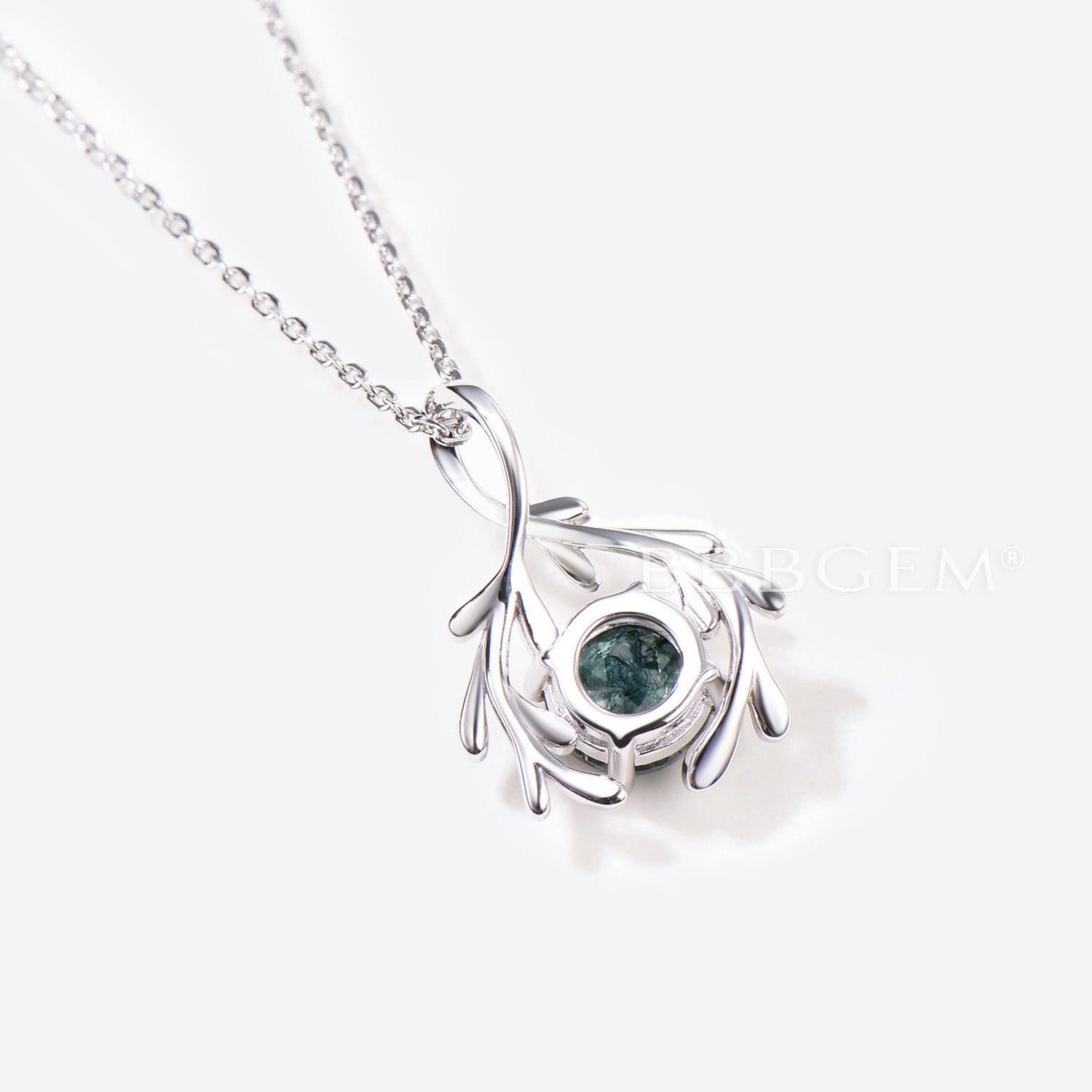 7mm Round Natural Moss Agate Vine Wrap Necklace - Elegant Bridal Jewelry for Weddings, Anniversaries & Special Occasions