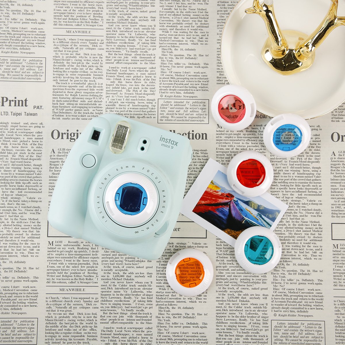 Annle Mini 9 Accessories Kit - Compatible with Fujifilm Instax Mini 8/8+/9 Instant Cameras - Includes 9 Essential Items (Shining Silver) - Perfect for Travel, Parties & Photo Scrapbooking