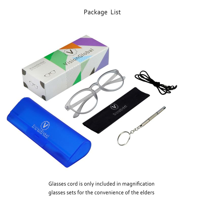 VisionGlobal Blue Light Blocking Glasses for Women - Anti Eyestrain Computer & Reading Glasses with Stylish Frame & Anti Glare - Perfect for Office Work, Gaming & Screen Time