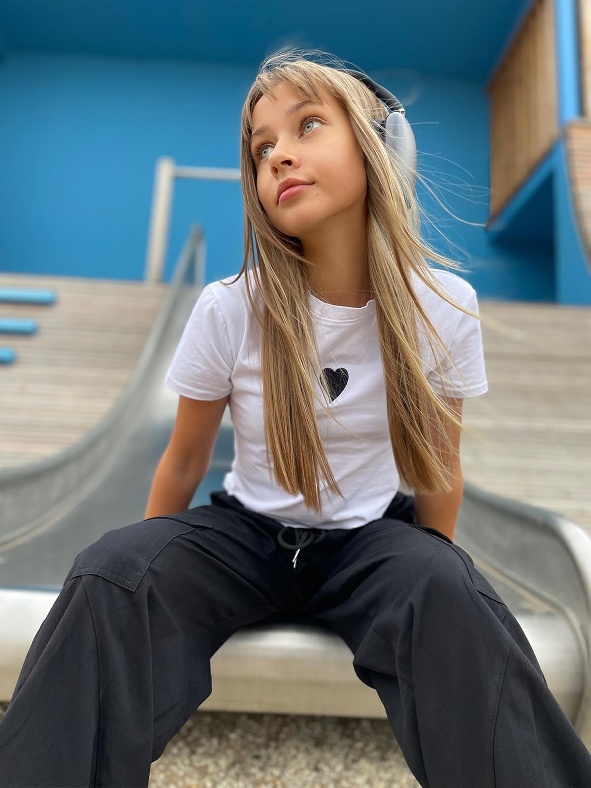 Girls Cargo Pants with Elastic Waist - Casual Streetwear Jogger Pants for Teen Girls 7-14 Years | Loose Fit Parachute Pants with Pockets for School, Play & Outdoor Activities
