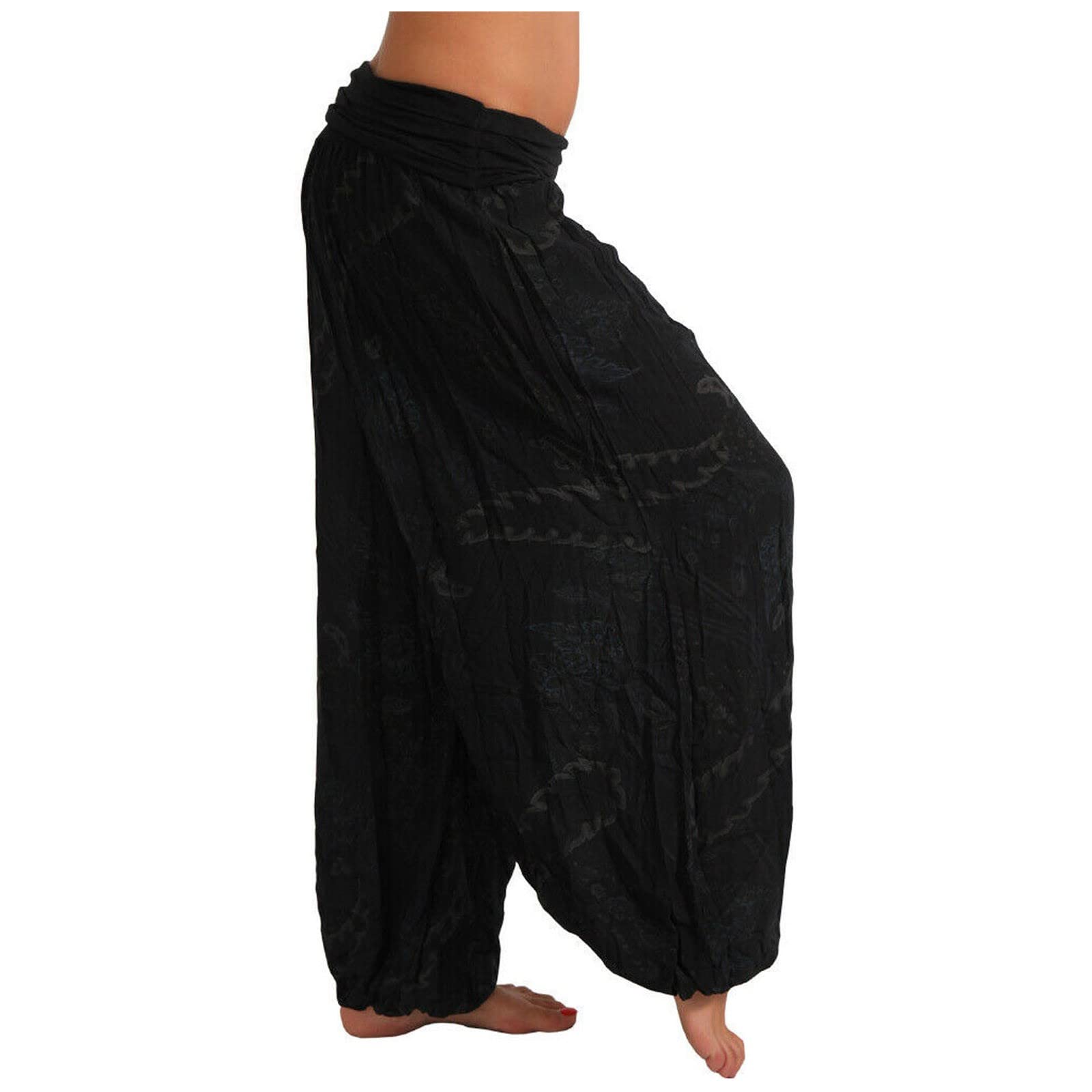 Women's Printed Yoga Harem Pants - Bohemian Style Elastic Waist Lounge Pants (Sizes S-5X) for Yoga, Meditation & Relaxation at Home